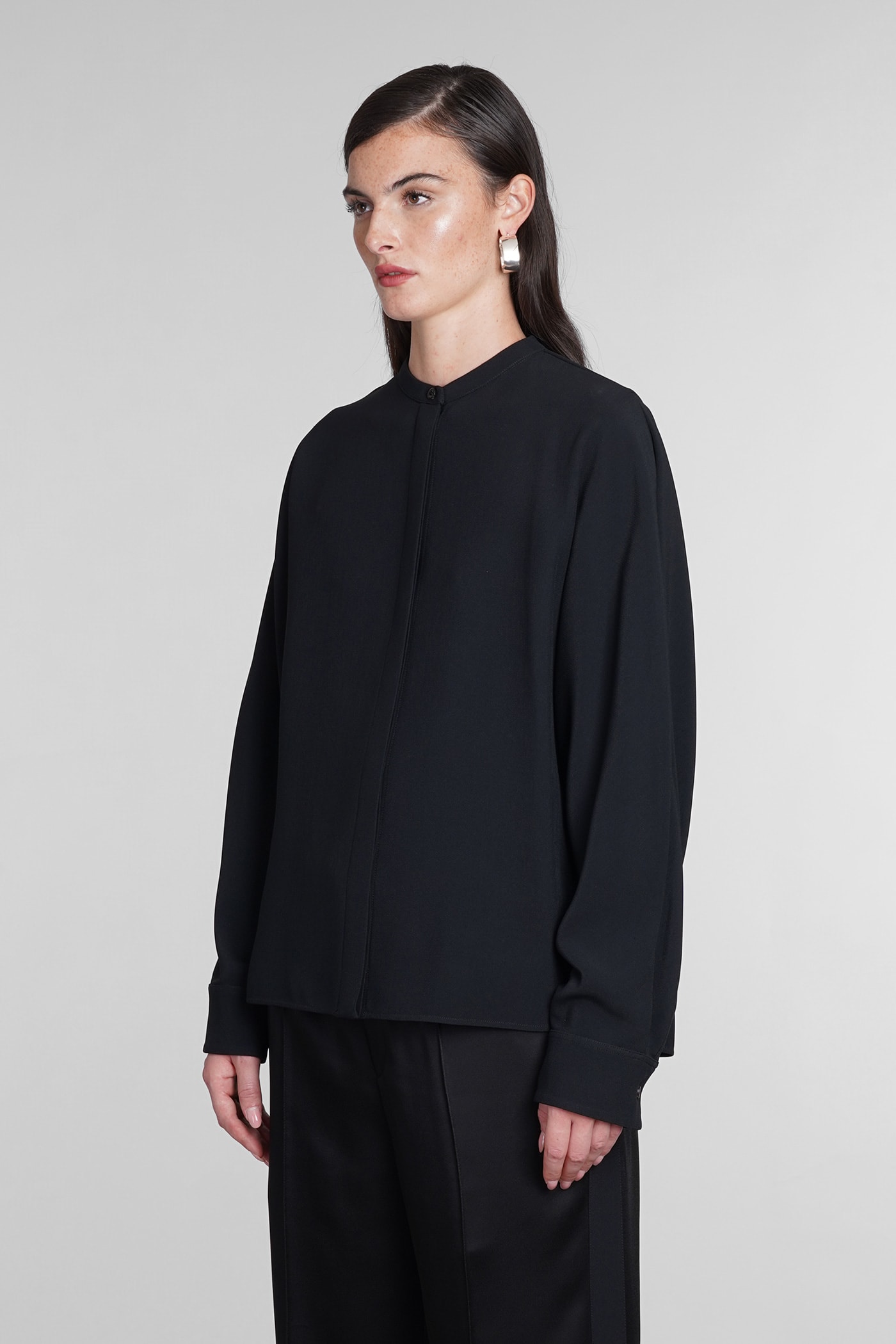 Jil Sander Relaxed-fit Viscose Blend Shirt With Button Closure In Black