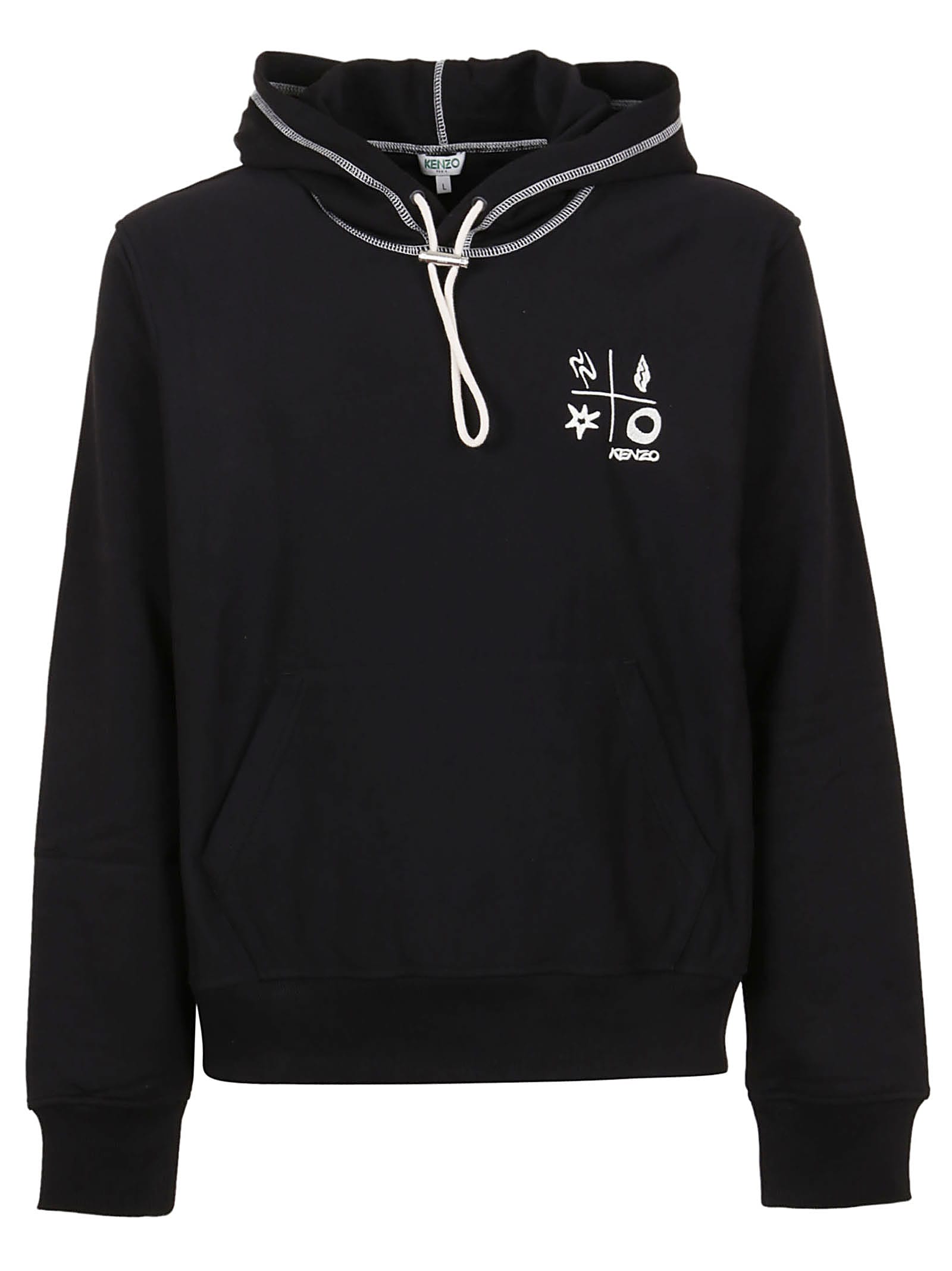 KENZO EMBROIDERY COTTON HOODIE,11269292