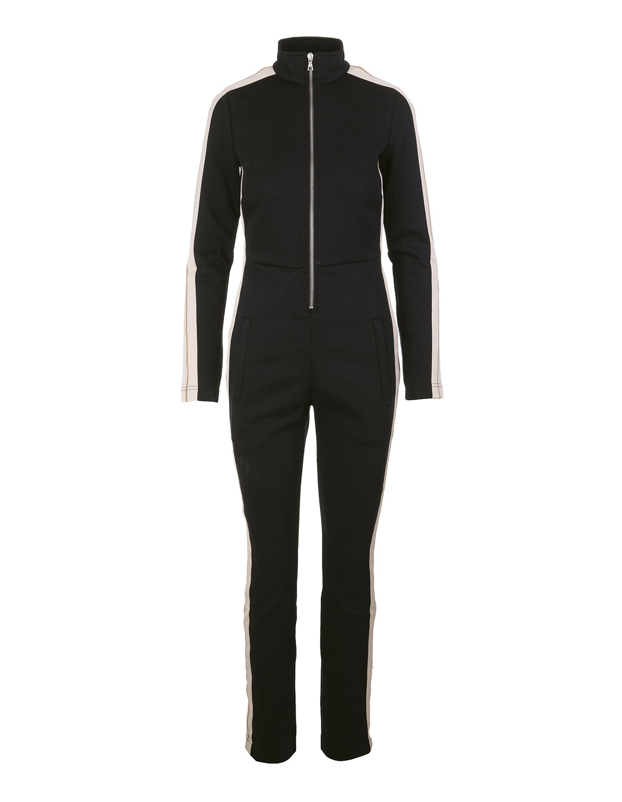 Palm Angels Woman Black Sports Jumpsuit With Contrast Stripes