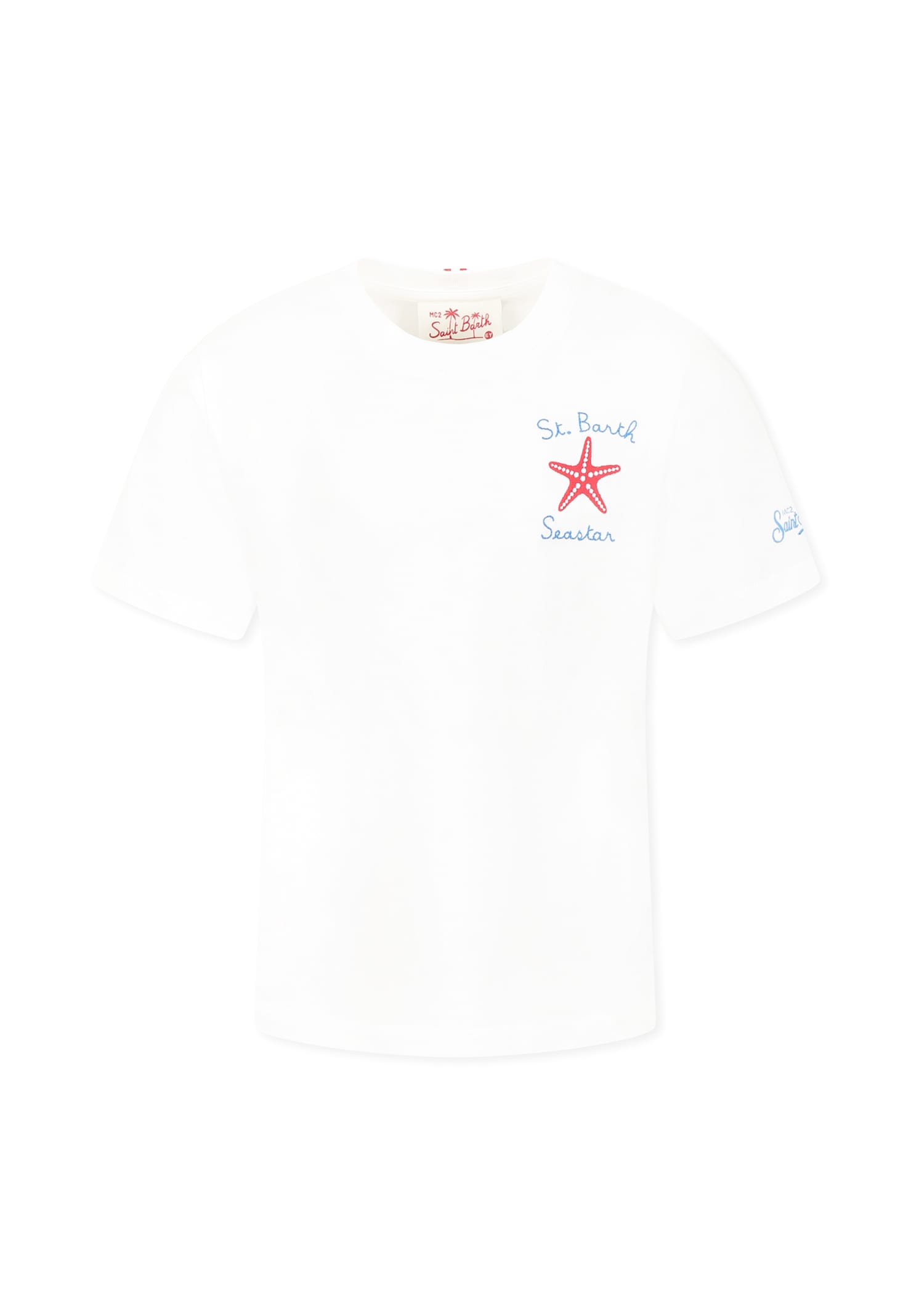 Mc2 Saint Barth White T-shirt For Boy With Starfish In White