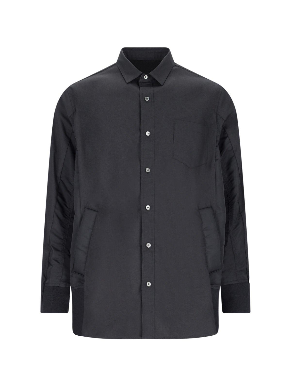 Shop Sacai Buttoned Long-sleeved Poplin Shirt In Black