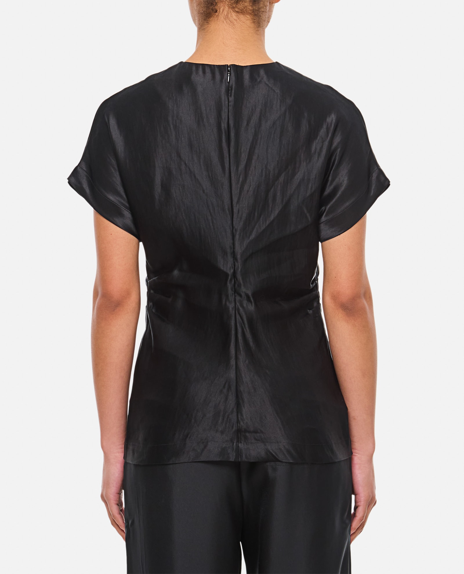 LOULOU STUDIO FITTED SHORT-SLEEVED BLOUSE