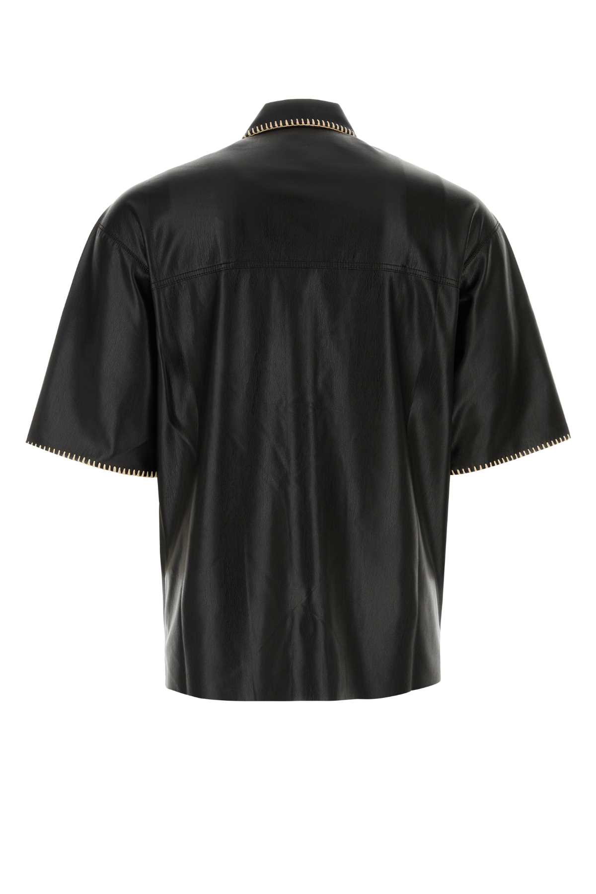 Shop Nanushka Black Synthetic Leather Mance Shirt