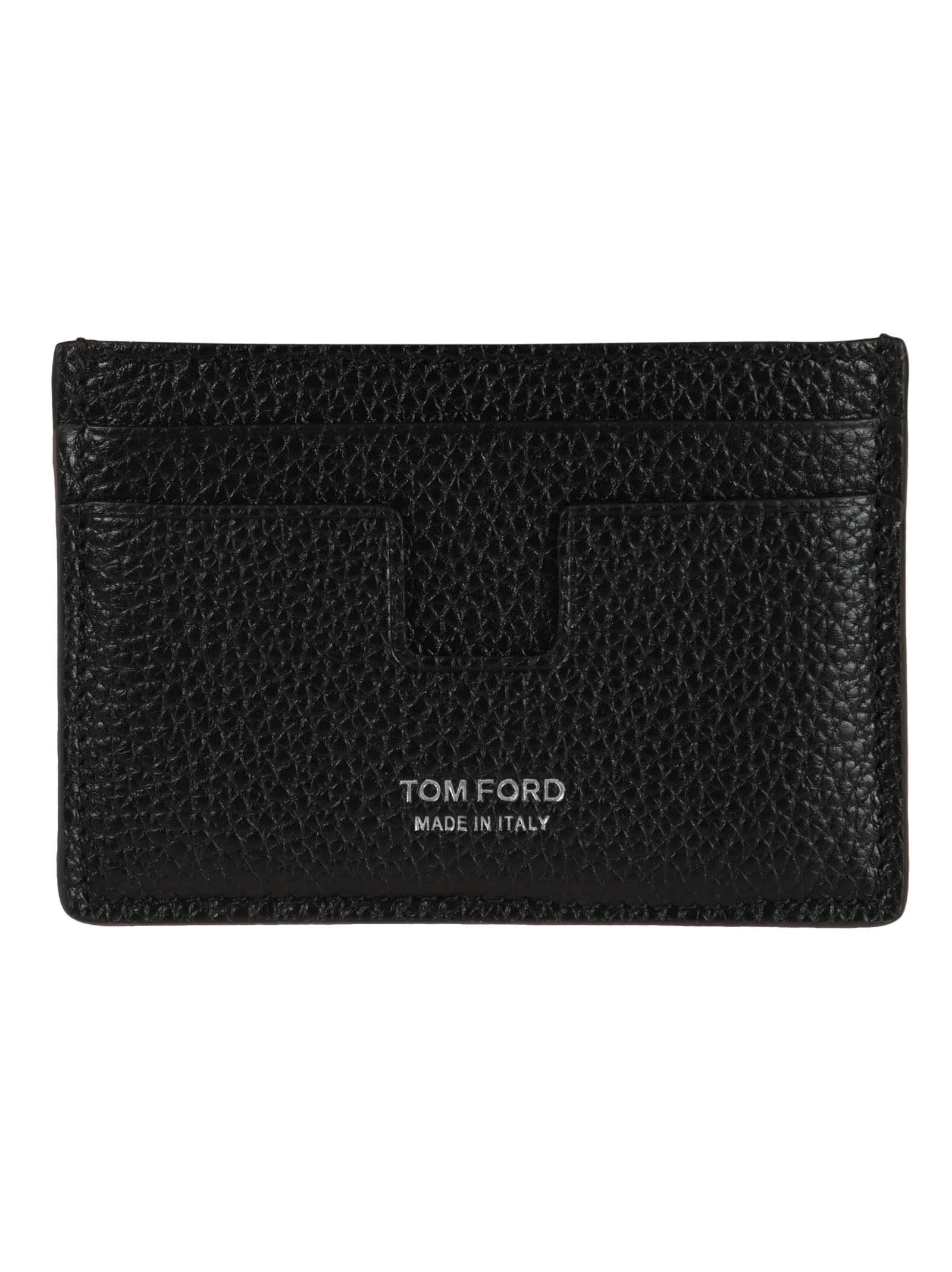 Tom Ford Grained Leather Logo Card Holder In Black