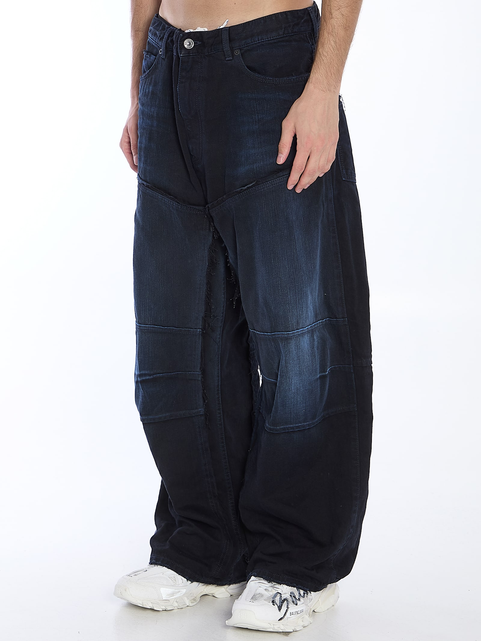 Shop Balenciaga Double Knee Jeans In Black