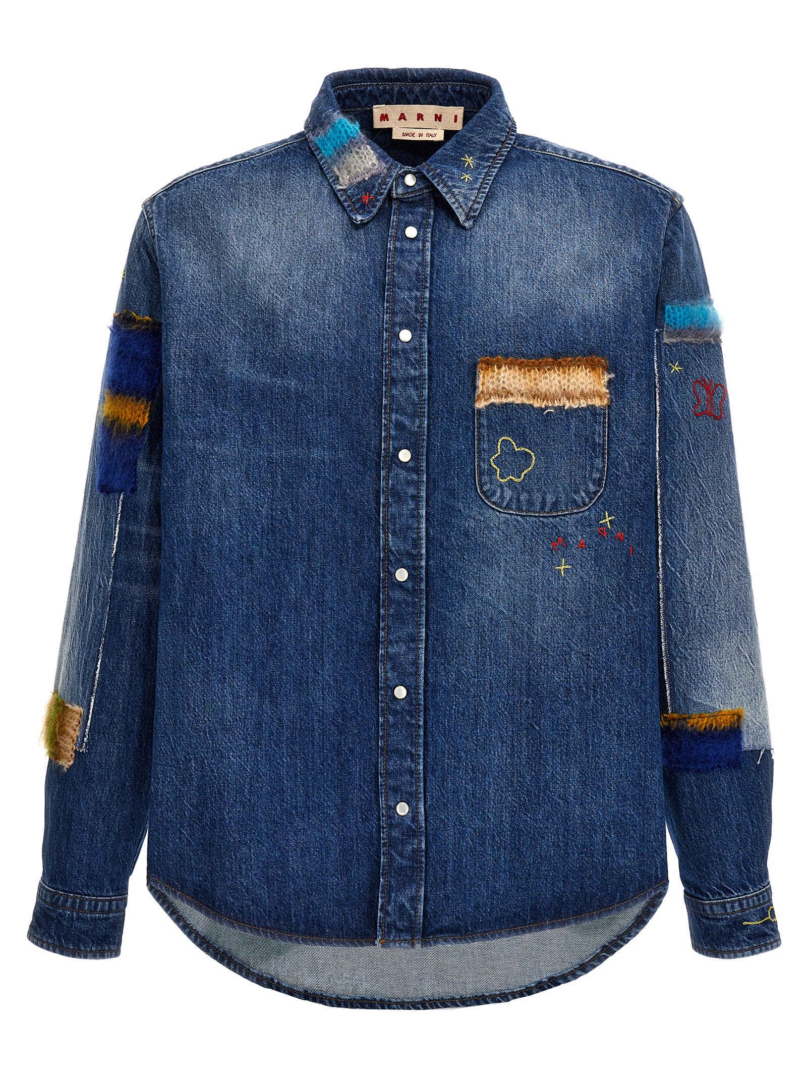Denim Shirt, Embroidery And Patches