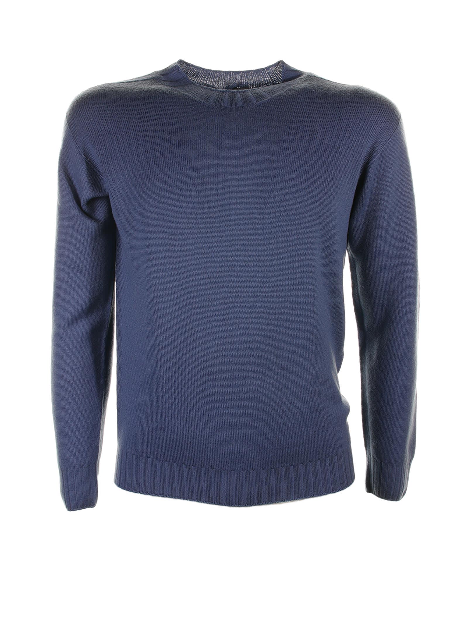 Seventy Blue Crew Neck Sweater In Azzurro