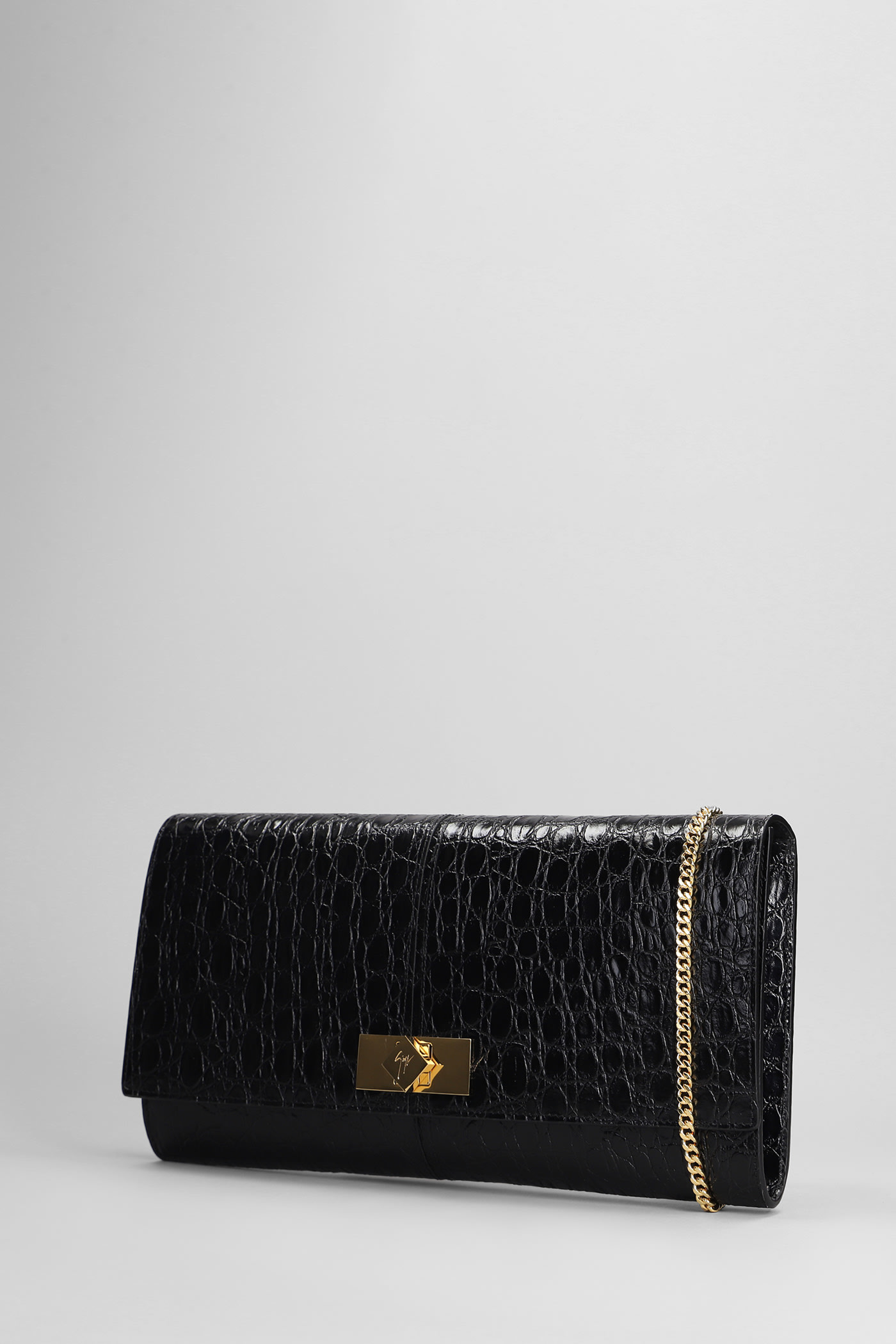 Shop Giuseppe Zanotti Montserrat Crocco Clutch In Black Leather