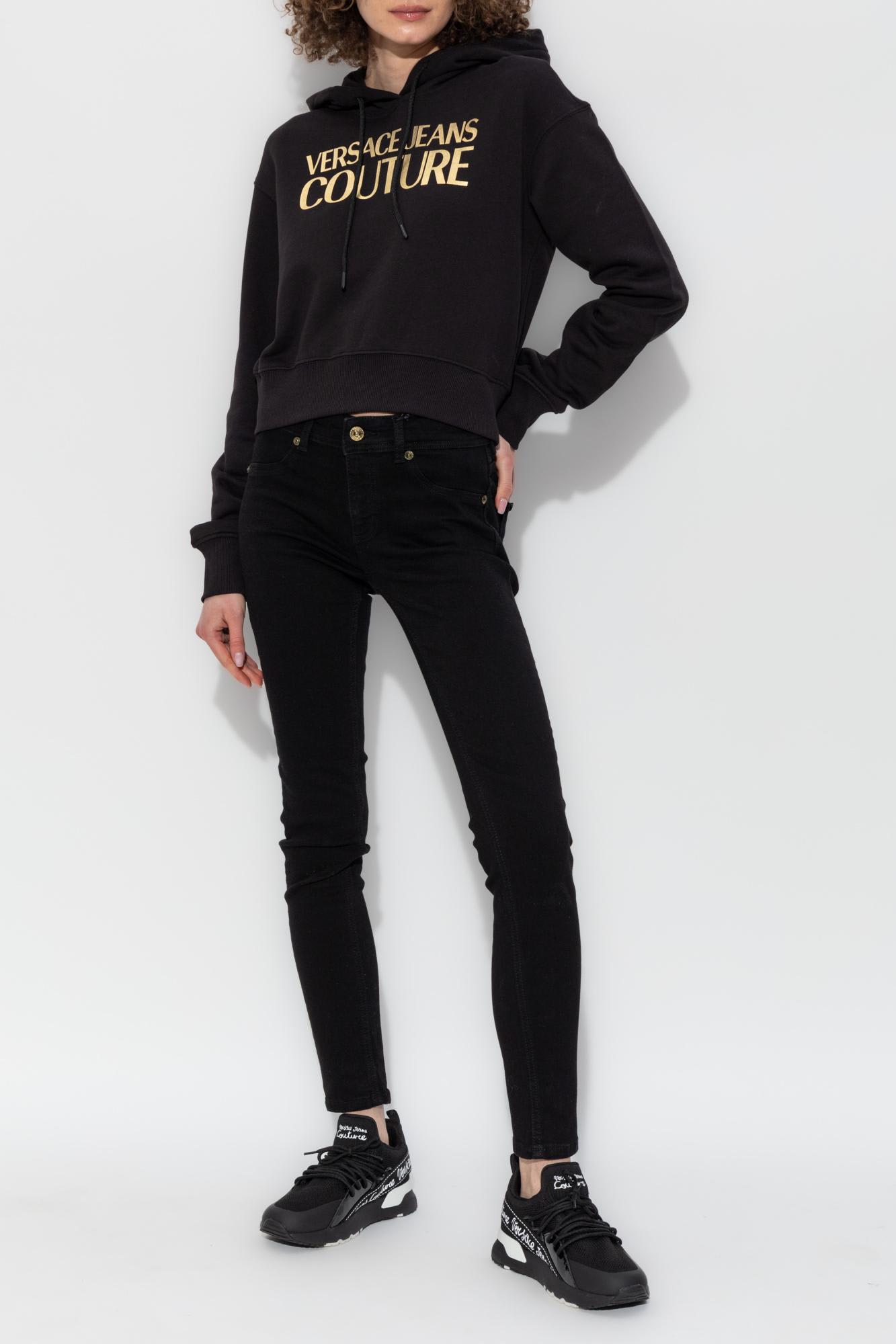 Versace Jeans Couture T-shirt With Printed Logo In Black