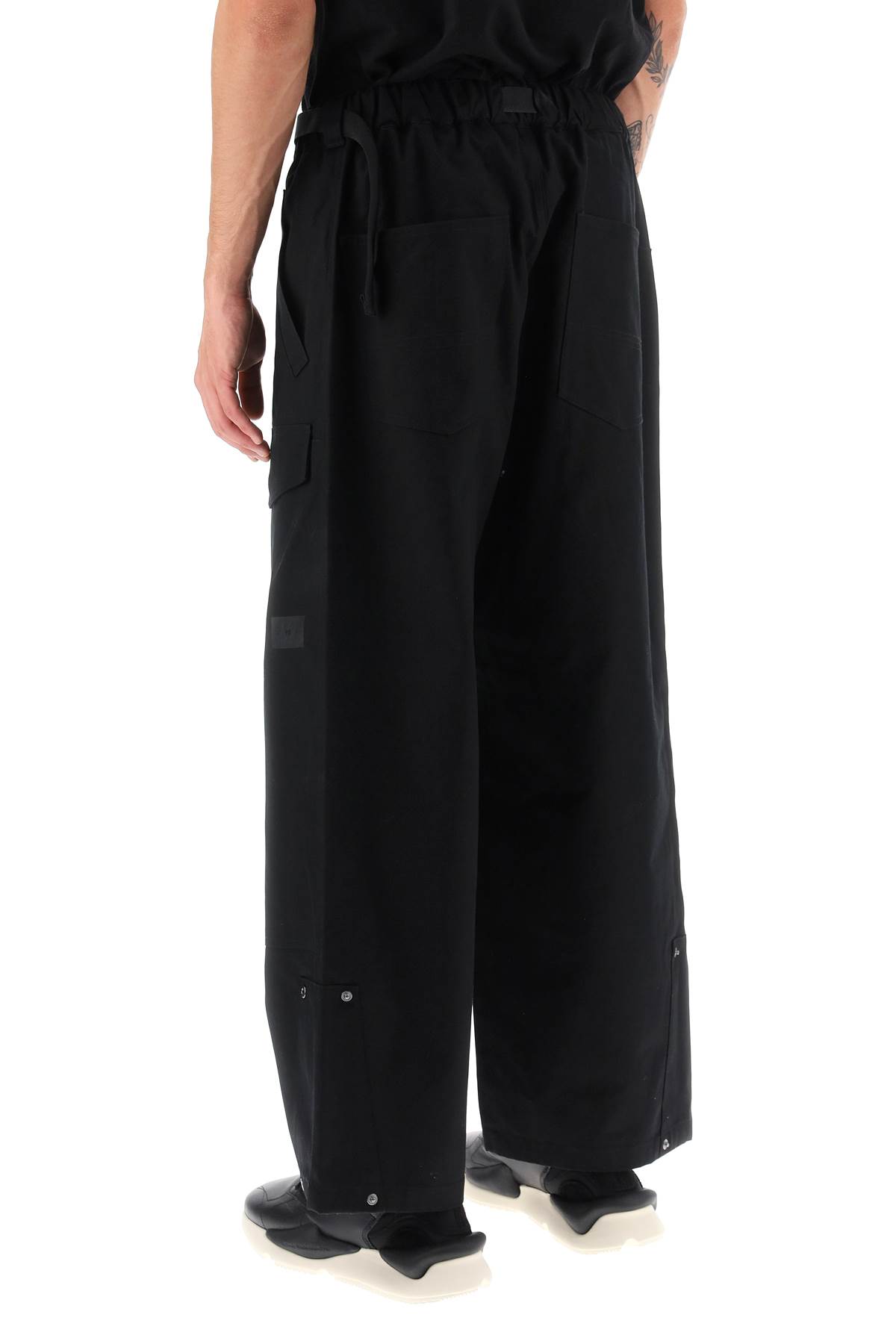 Shop Y-3 Wide Leg Workwear Pants Pants In Black