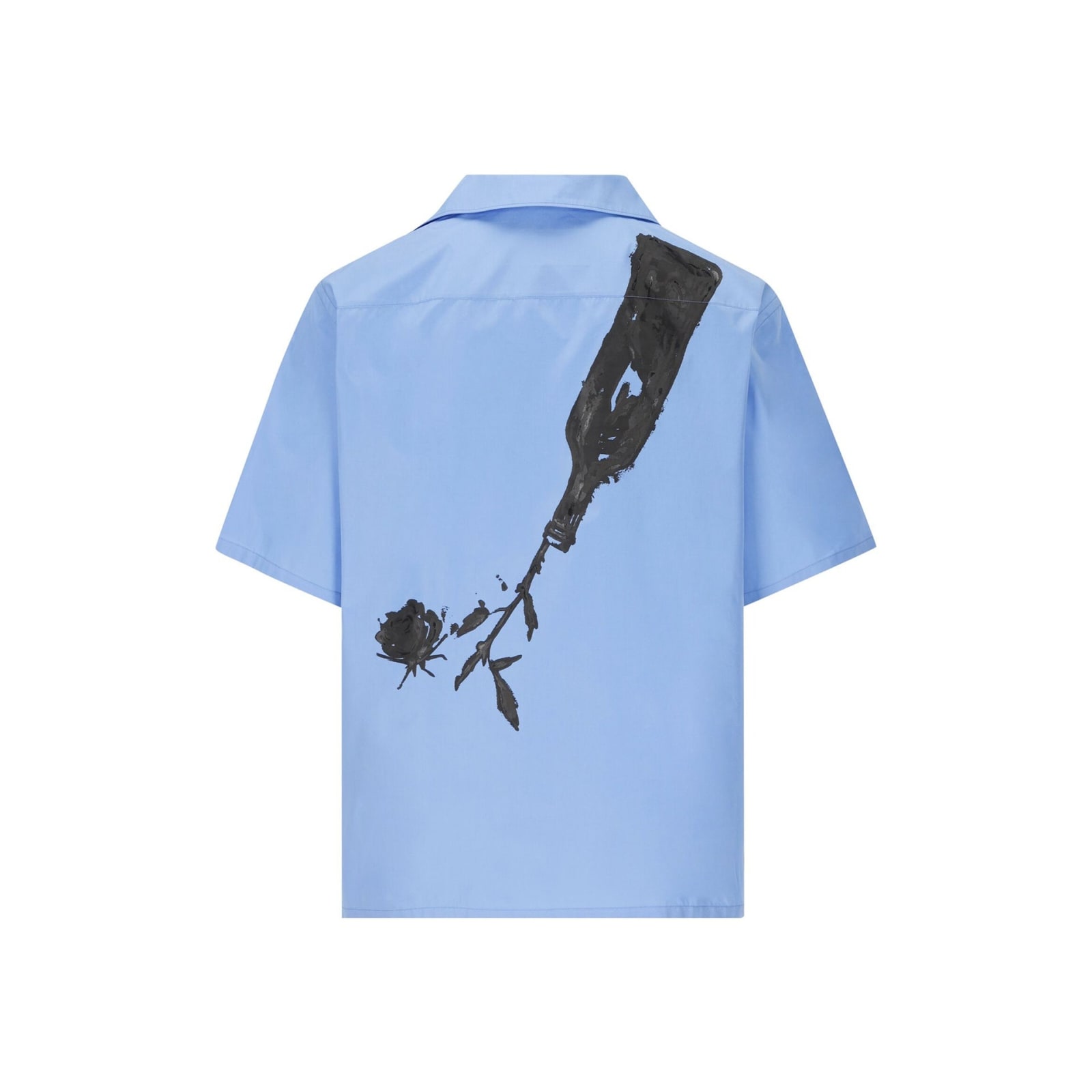 Prada Short-sleeved Shirt In Printed Cotton In Blue