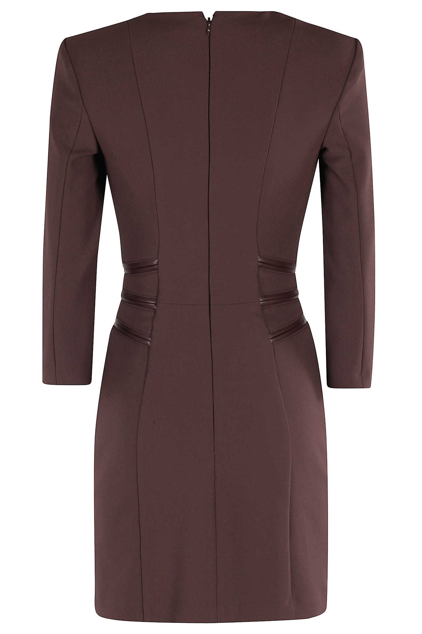 Elisabetta Franchi Merlot Midi Dress With Zipper Detailing In Brown