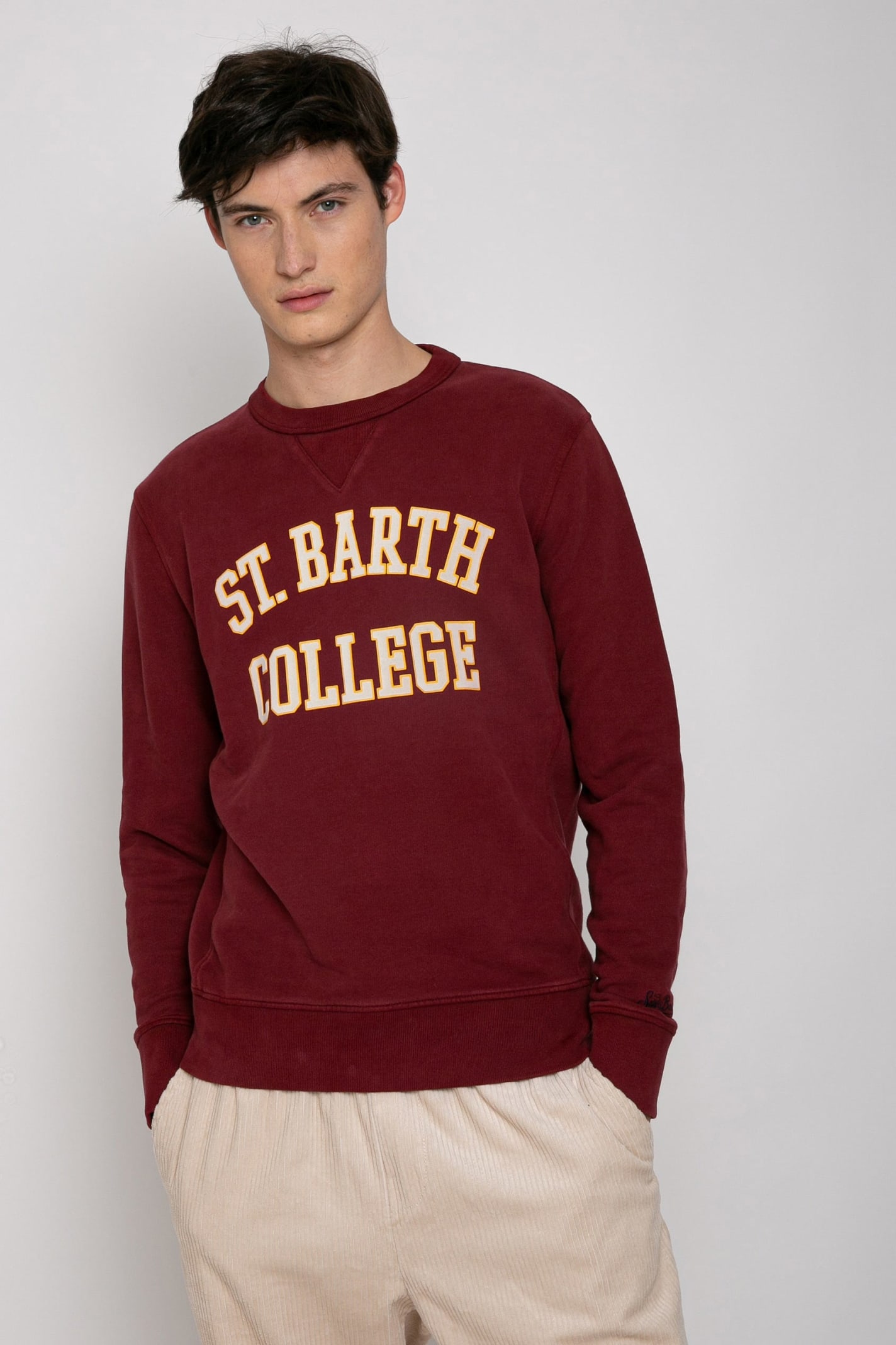 Burgundy Sweatshirt St. Barth College Print