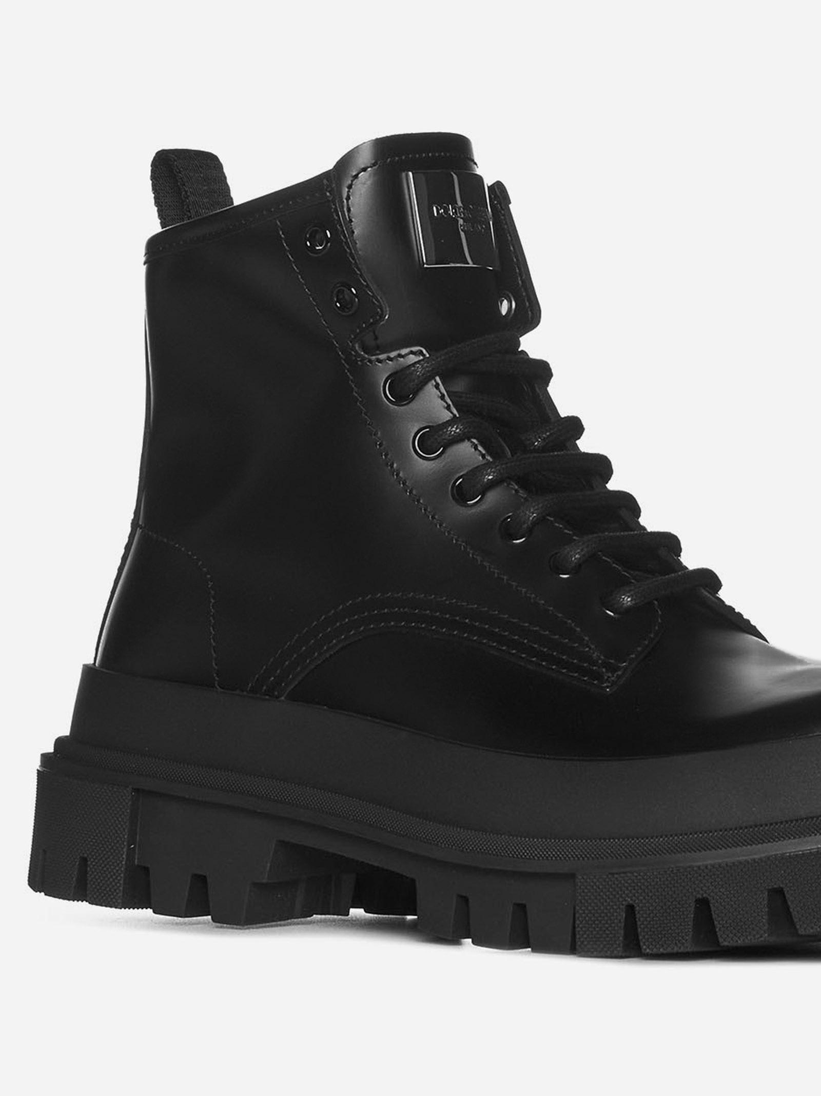 Shop Dolce & Gabbana Leather Combat Boots In Black