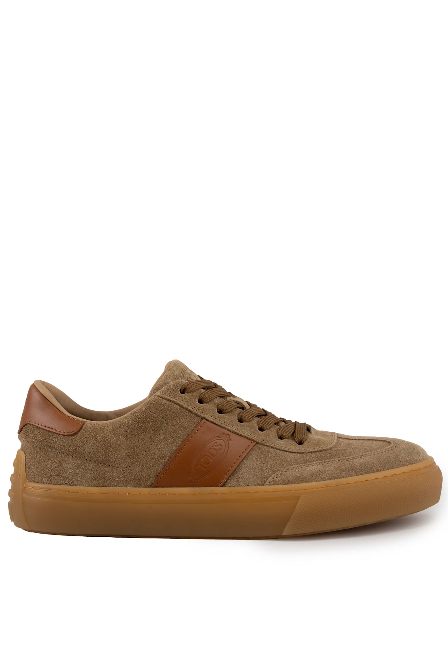 Shop Tod's Suede Sneakers In Beige