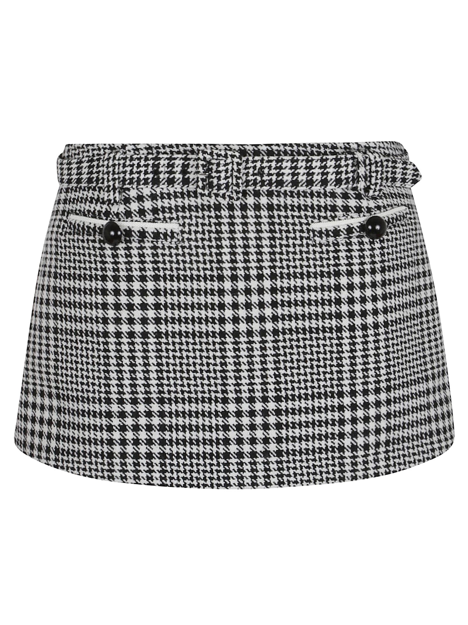 Self-portrait Mini Skirt With Houndstooth Pattern In Black