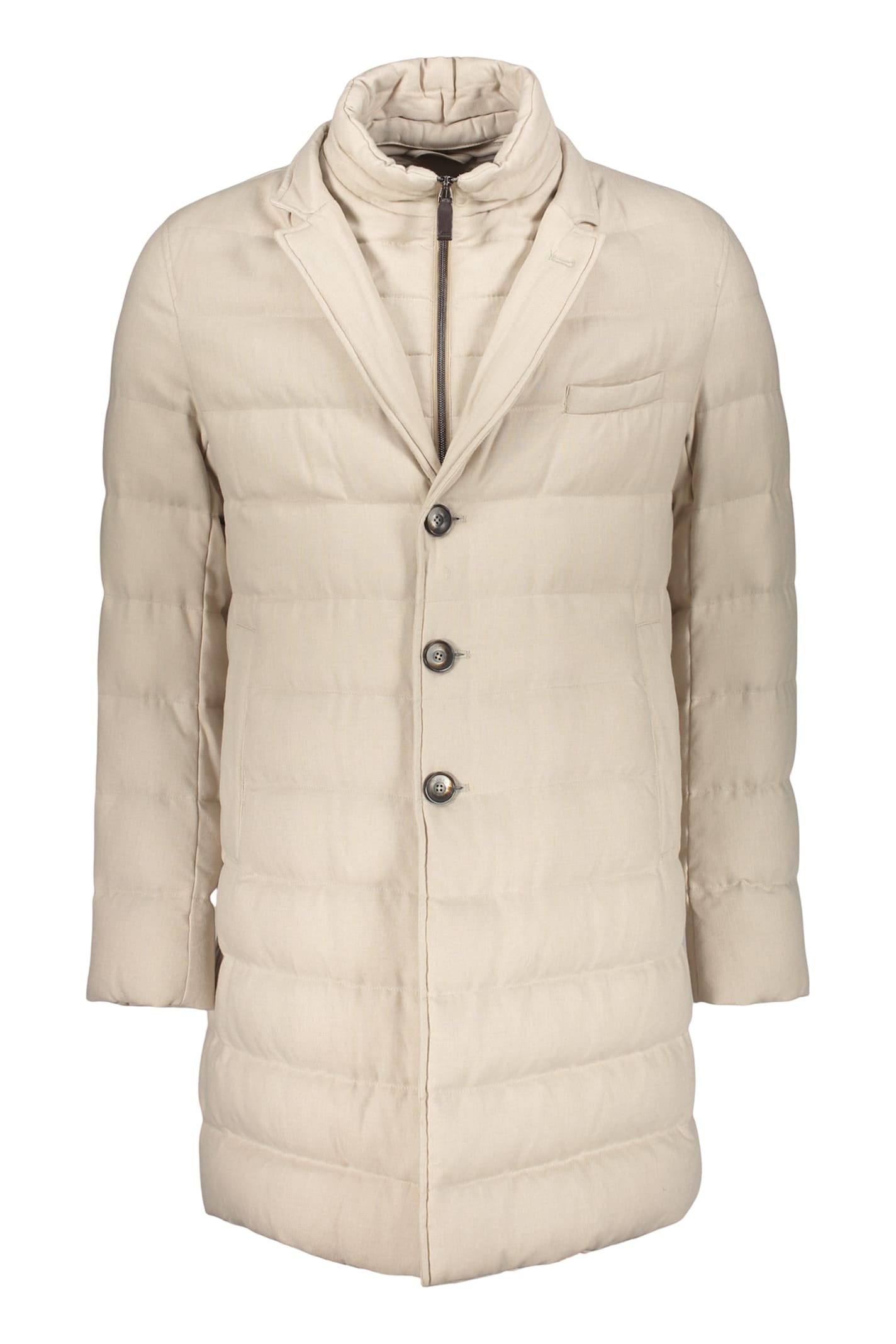 Herno Beige Down Jacket With Elegant Collar In Neutral