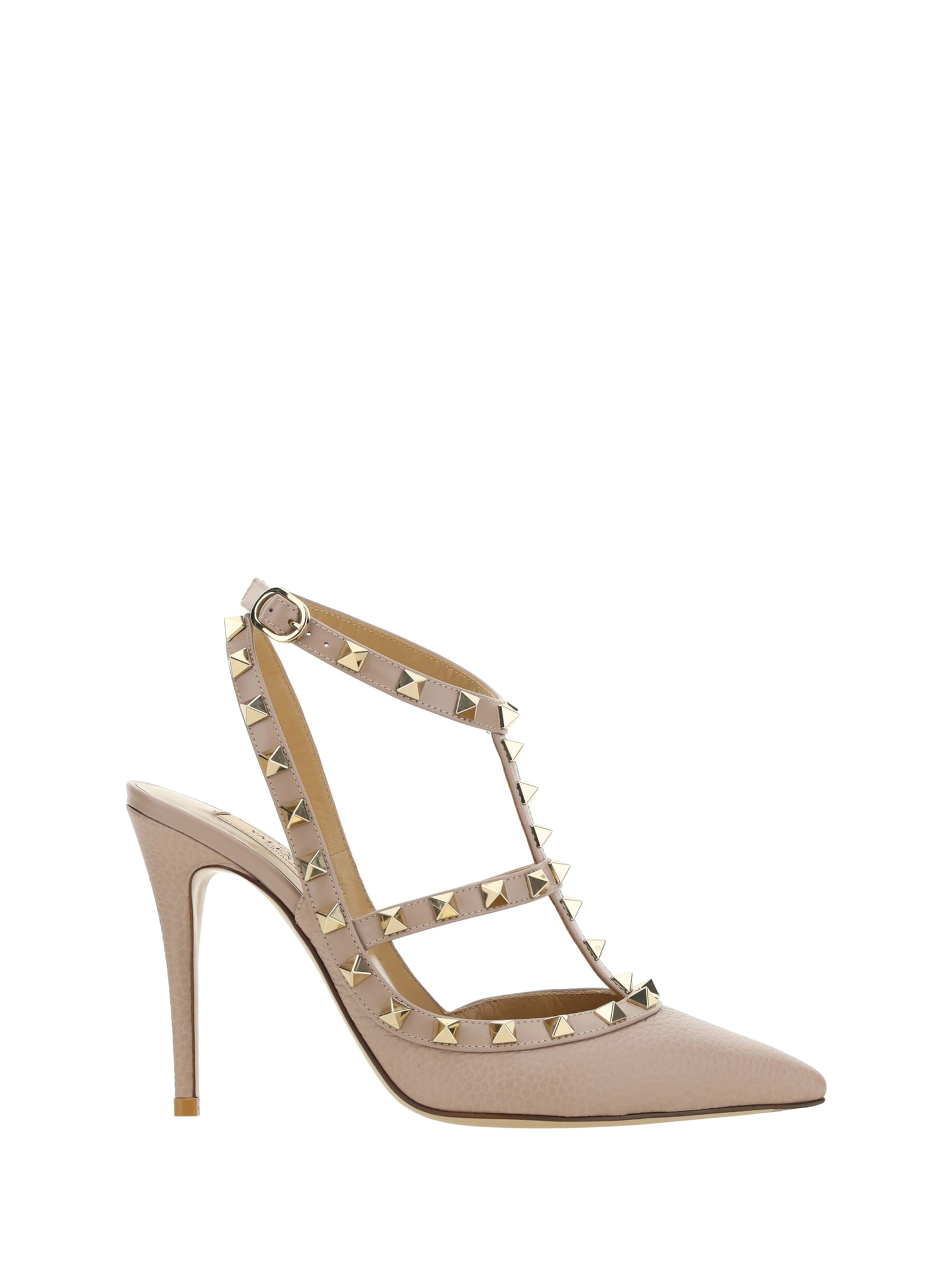 Valentino Antiqued Pink Leather Rockstud Pumps In Nude
