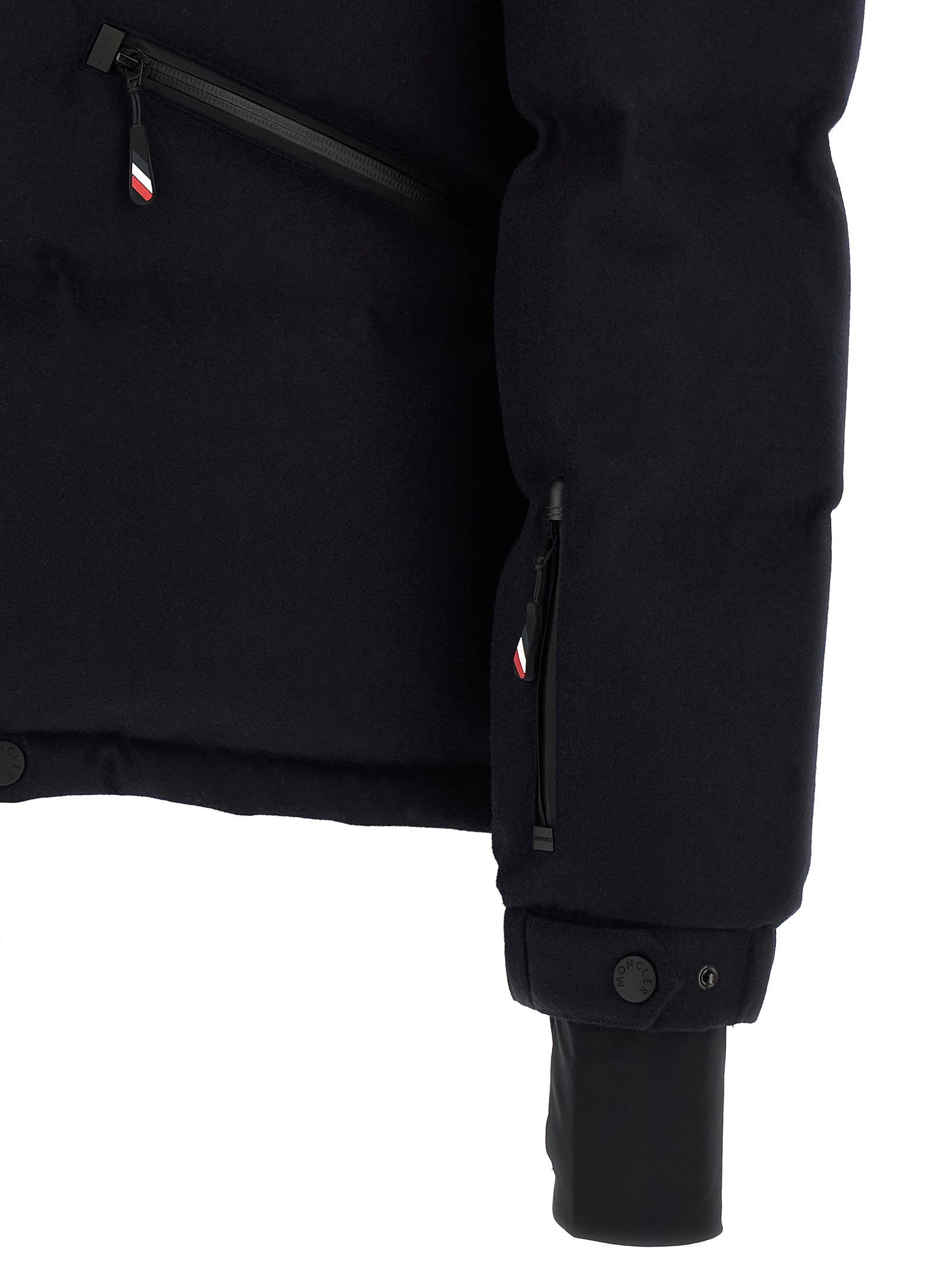 Moncler Down Jacket With Hood And Zippered Pockets In Black