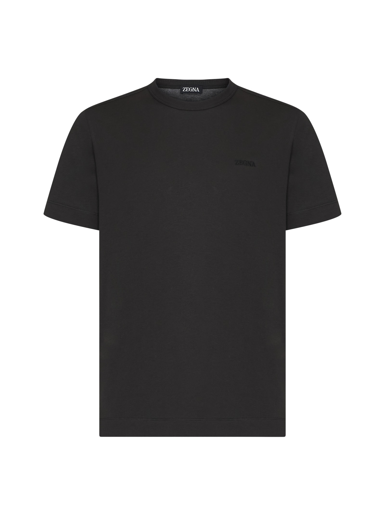 Shop Zegna T-shirt In Marrone Scuro Unito