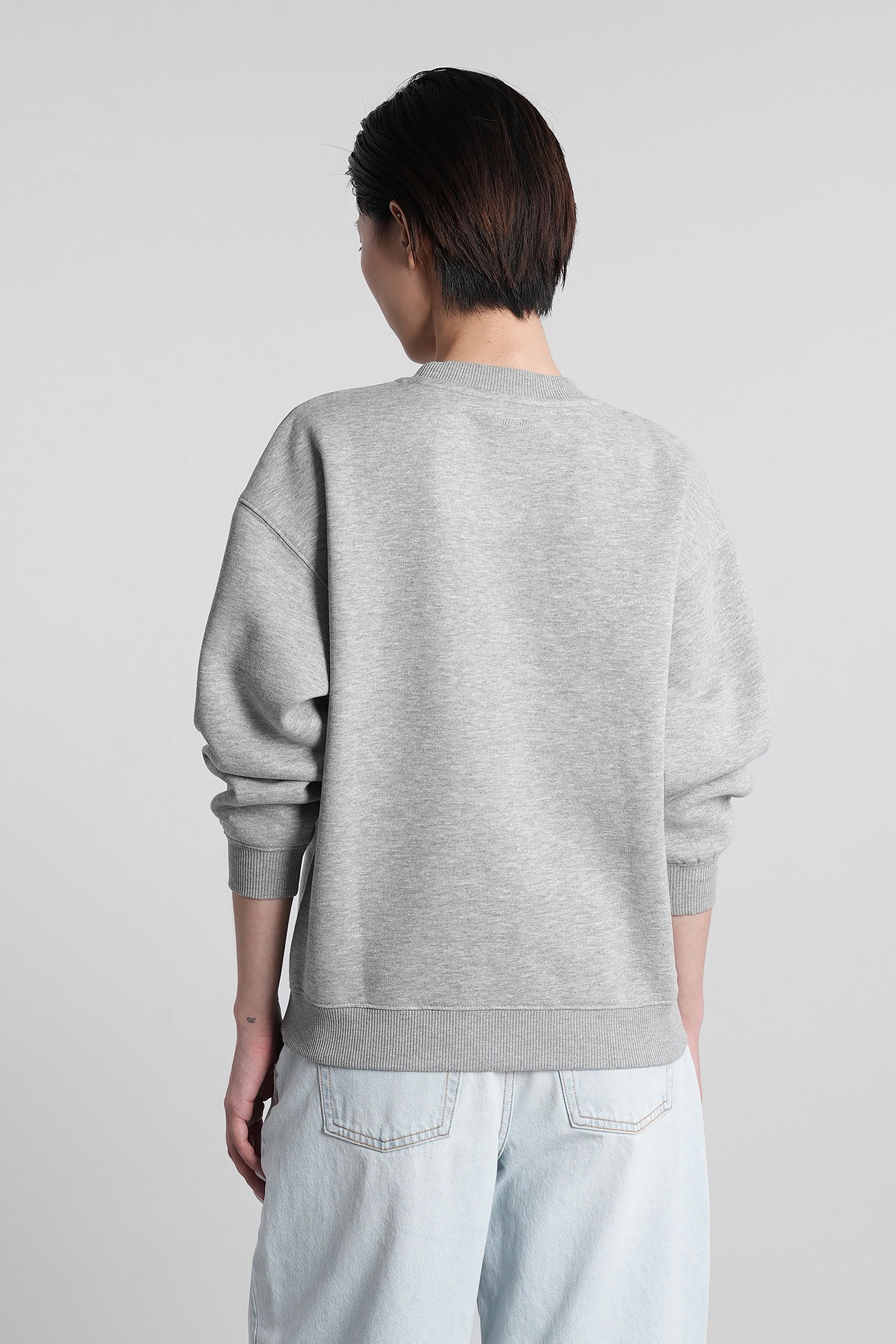 Anine Bing Grey Crew Neck Sweatshirt With Bold Lettering In Gray
