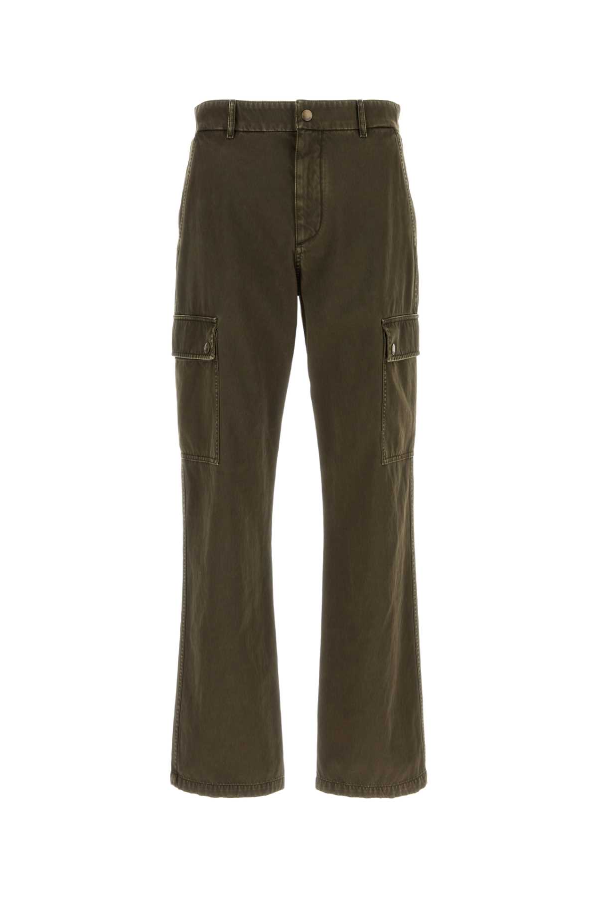 Burberry Cargo Trousers With Belt Loops And Stitch Detailing In Juniper