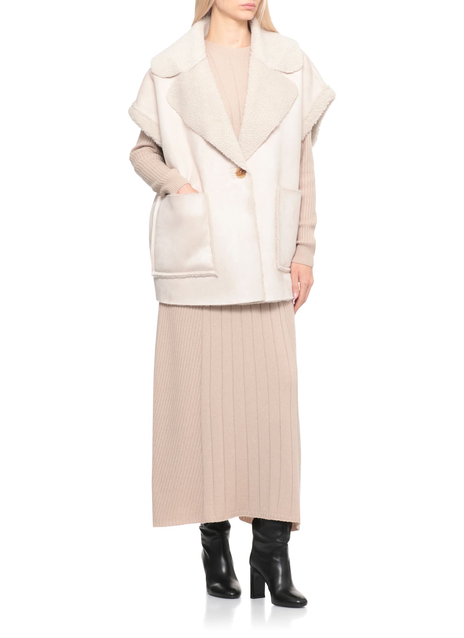 Betta Corradi Synthetic Suede Leather Vest In White