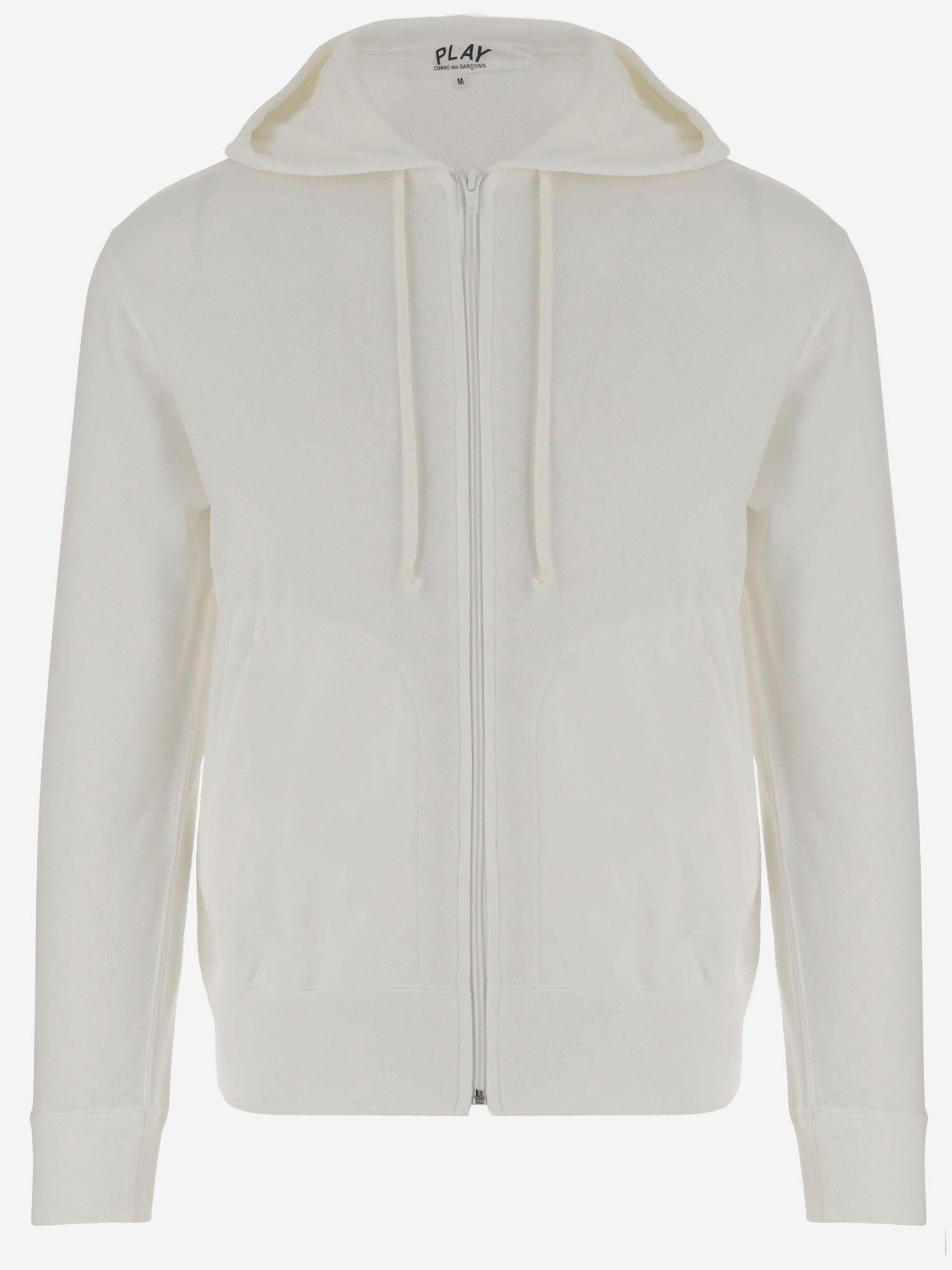 Comme Des Garçons Play Cotton Sweatshirt With Logo In White