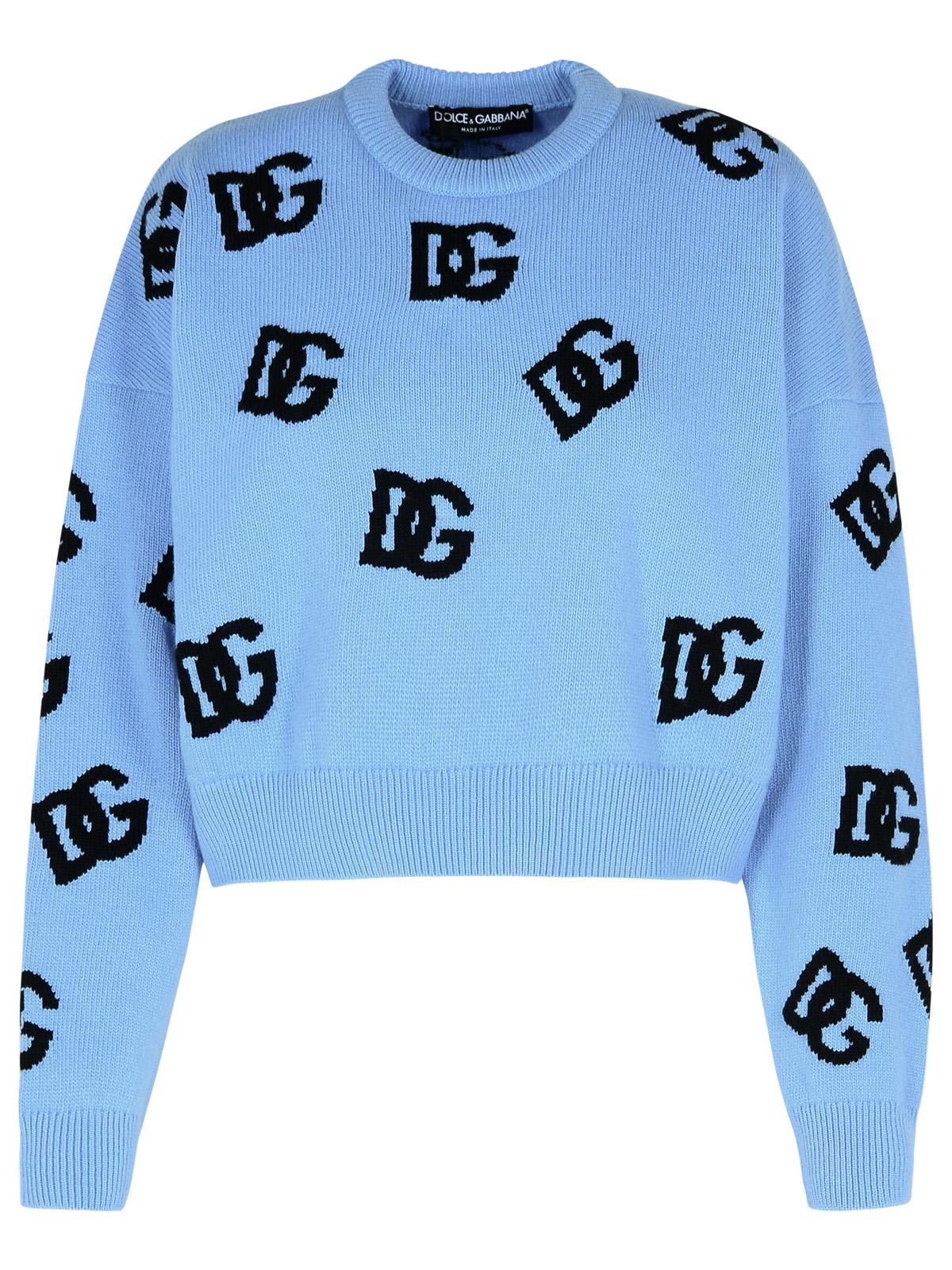 Shop Dolce & Gabbana Light Blue Virgin Wool Sweater