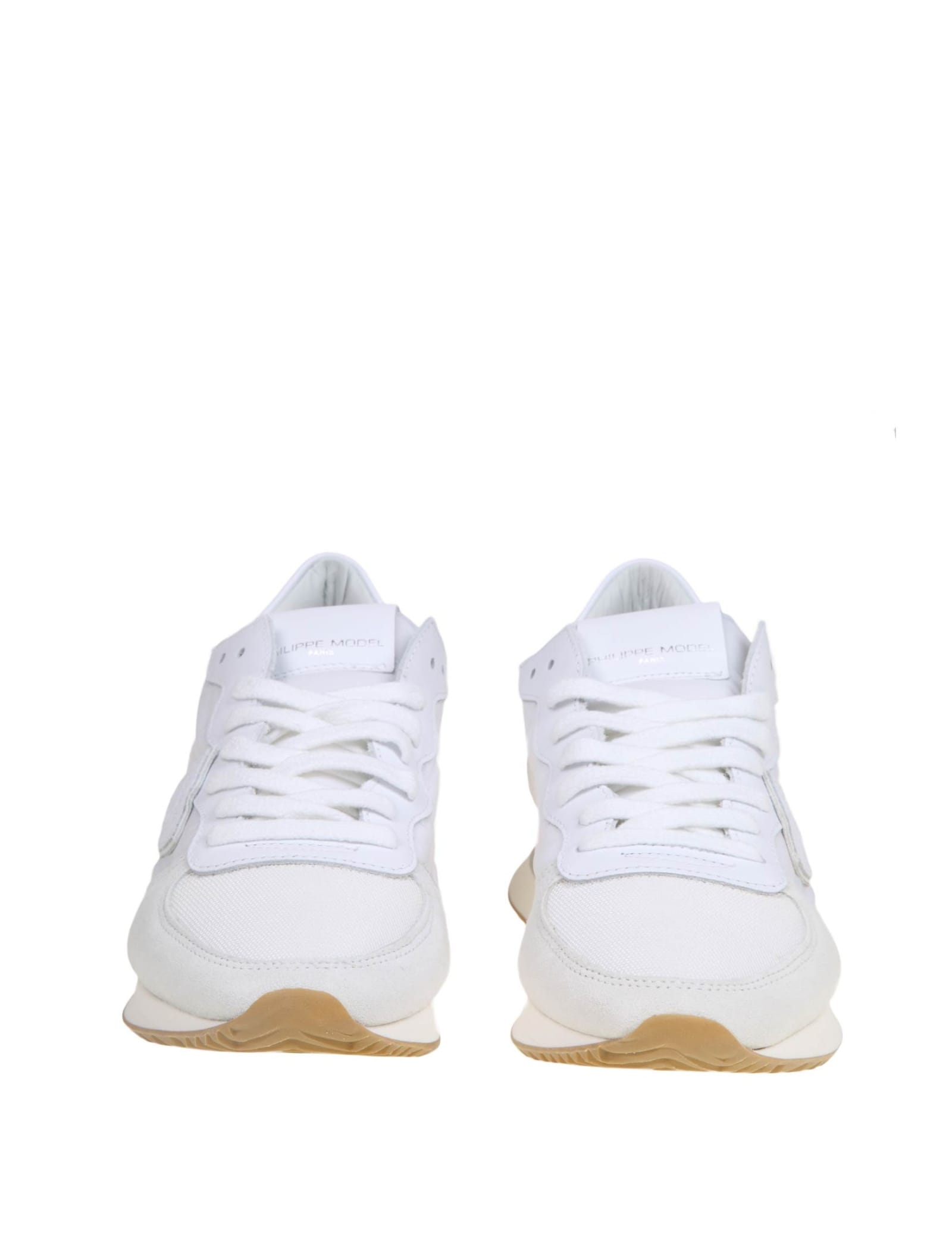Shop Philippe Model Trpx Sneakers In Suede And Nylon In White