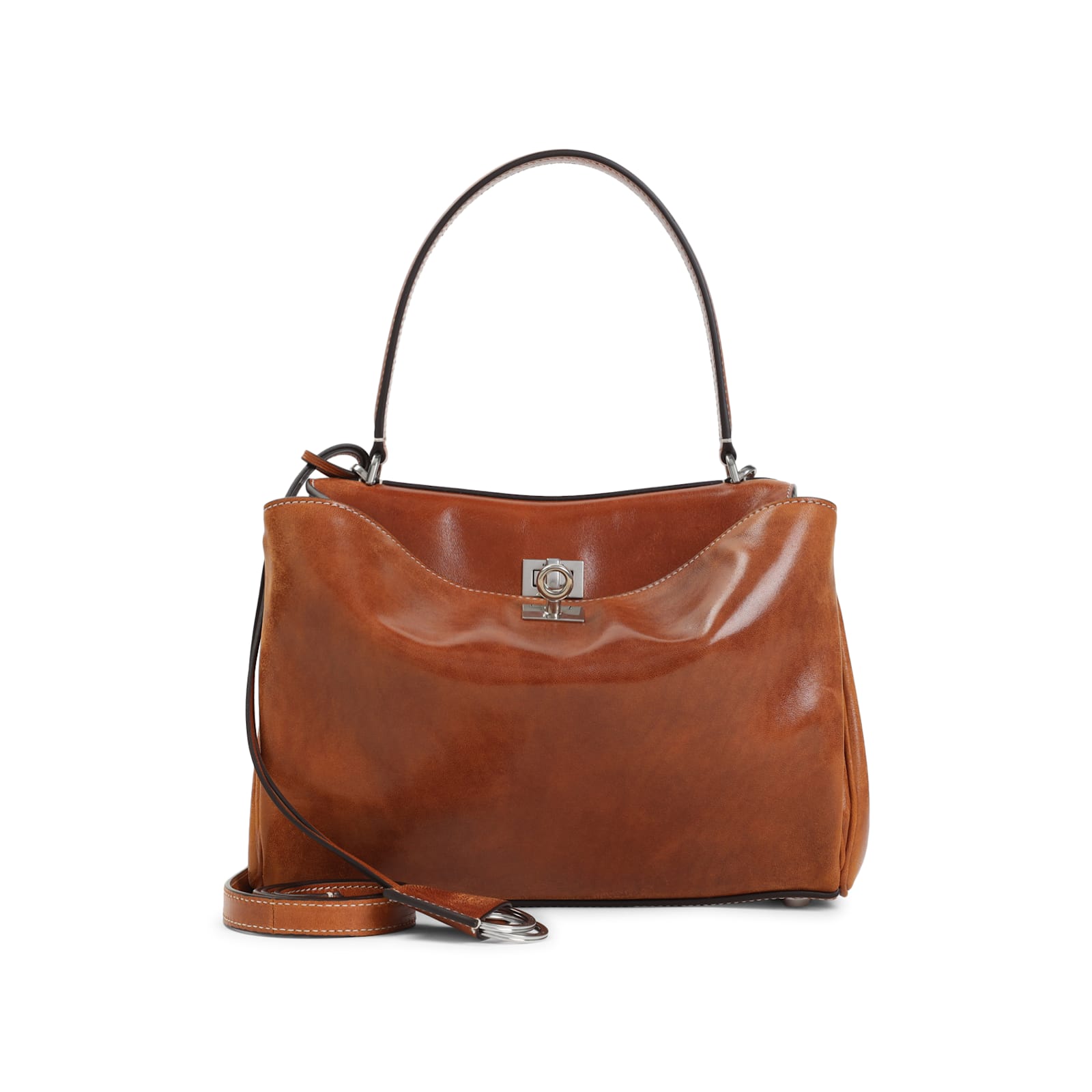 Balenciaga Small Rodeo Leather Shoulder Bag In Brown