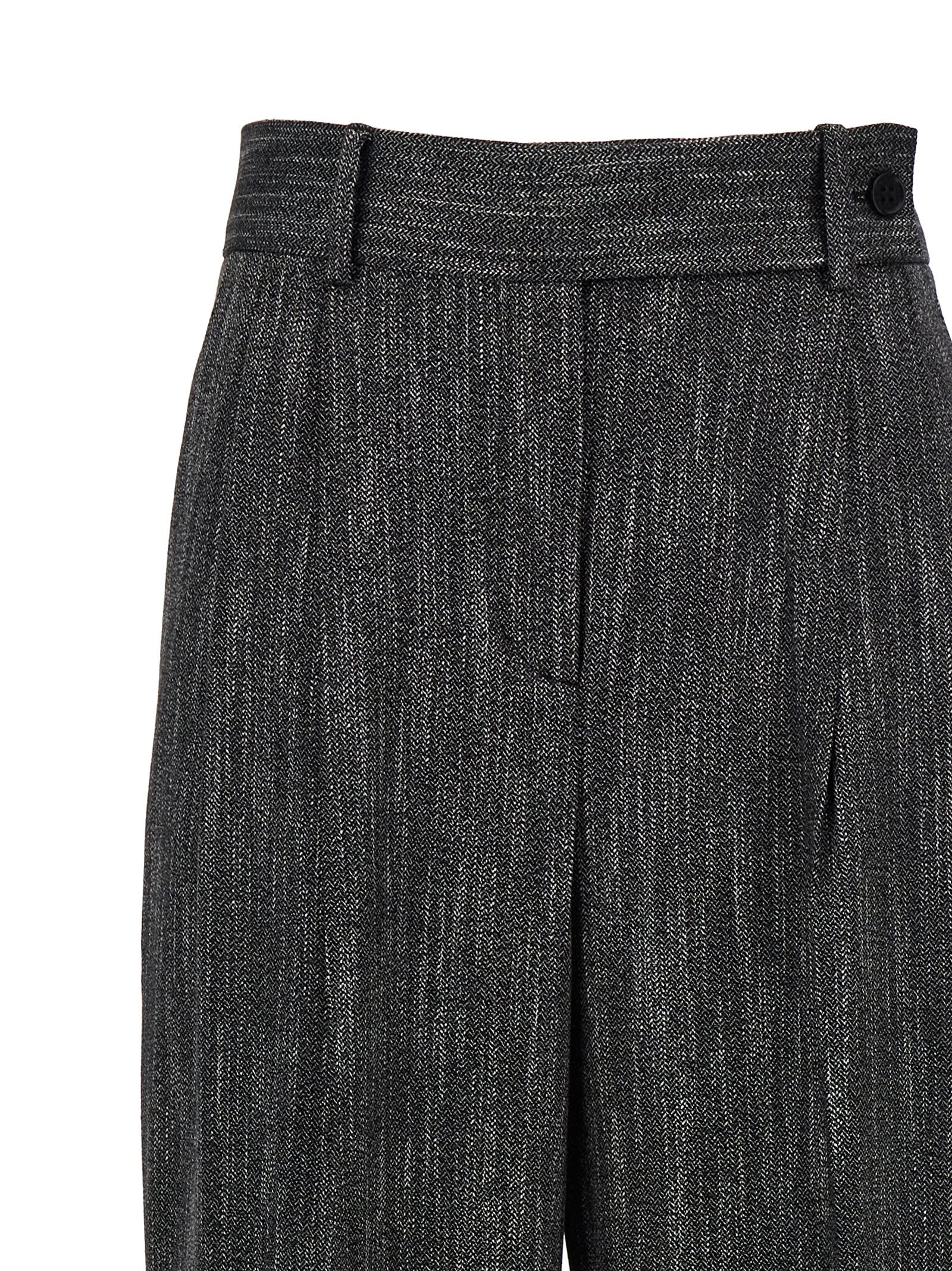 Shop Alberta Ferretti Pants With Front Pleats In Gray