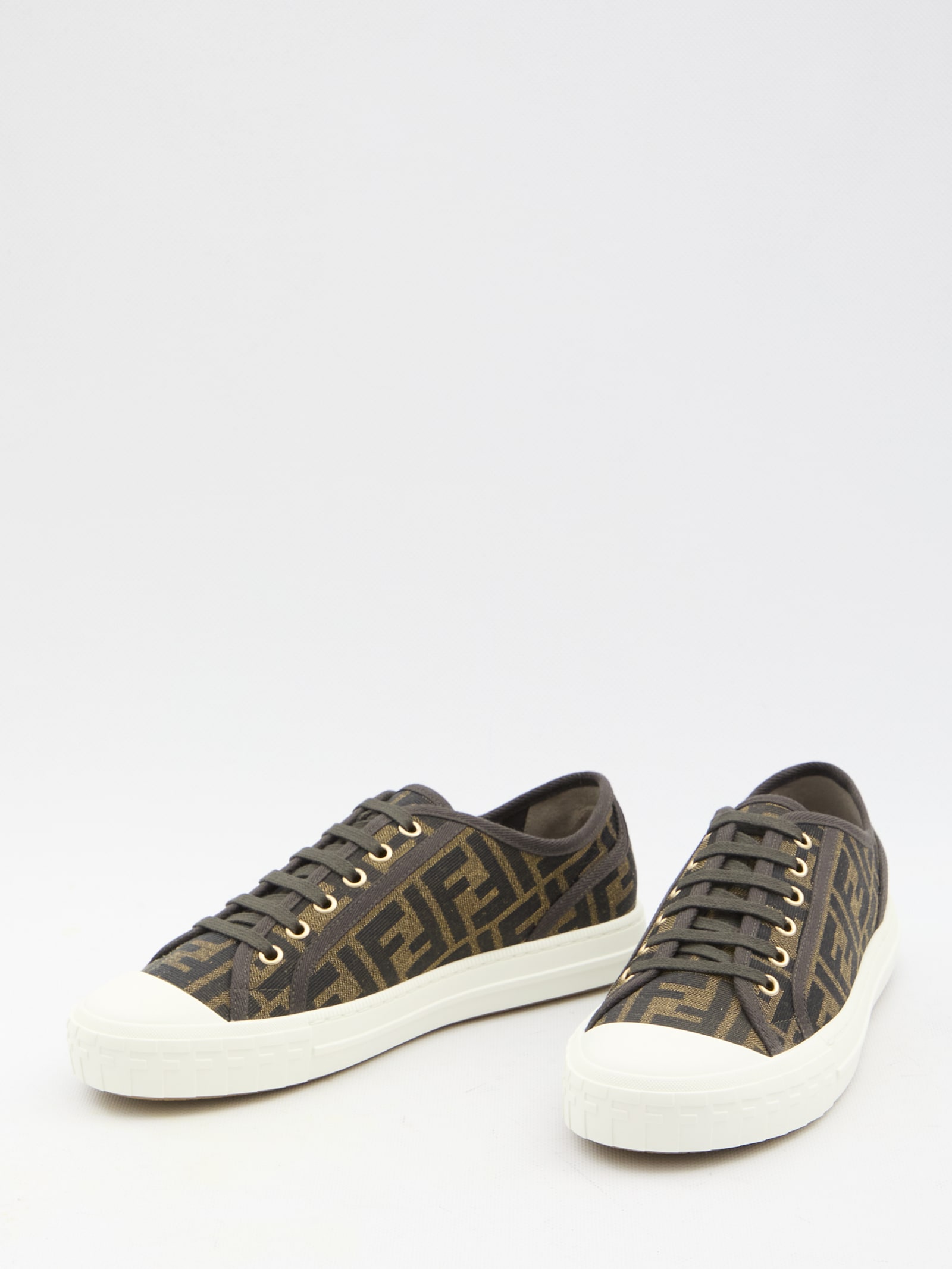 Shop Fendi Domino Sneakers In Beige