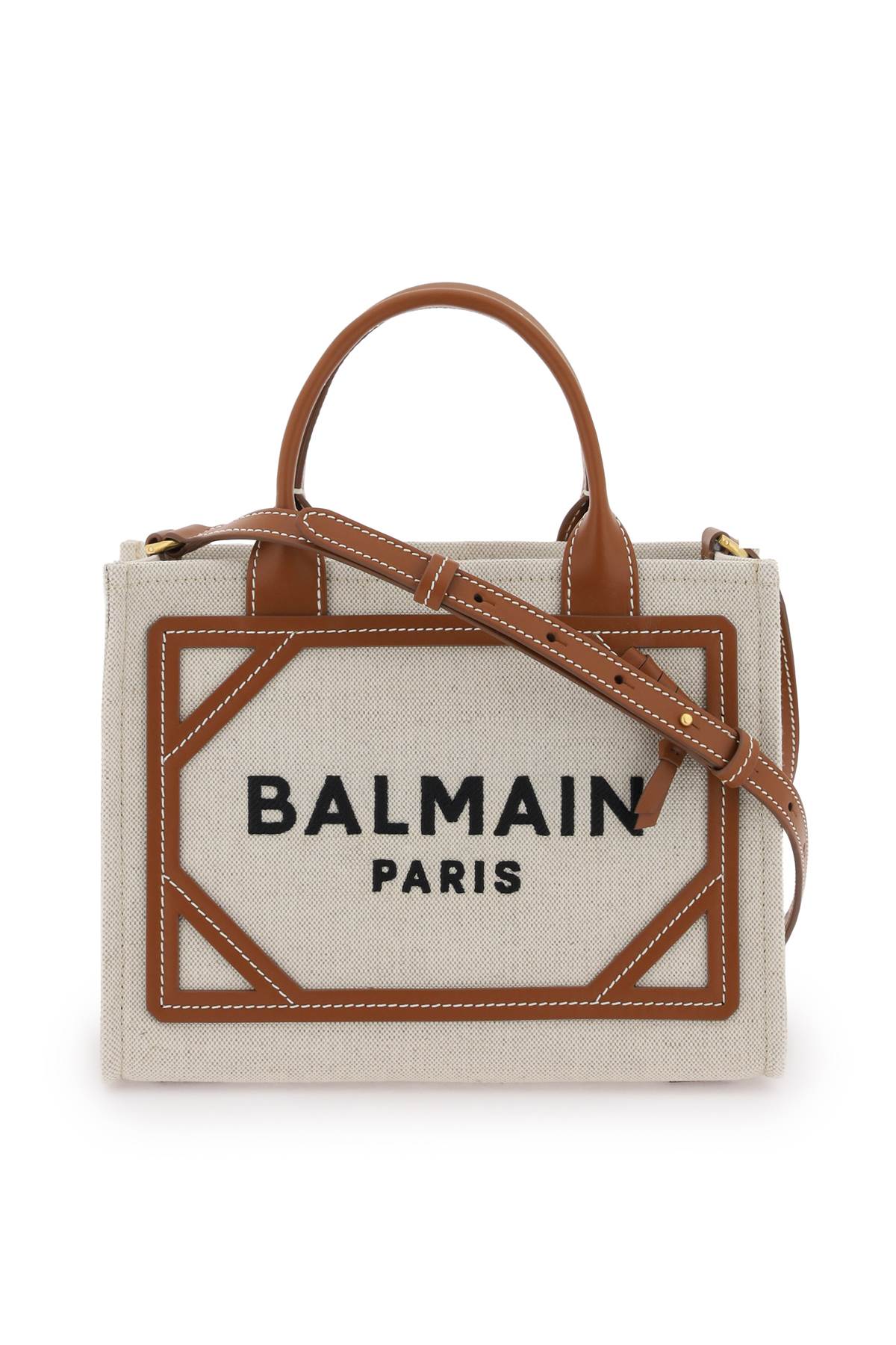 Shop Balmain Small B-army Crossbody Bag In Naturel\marron