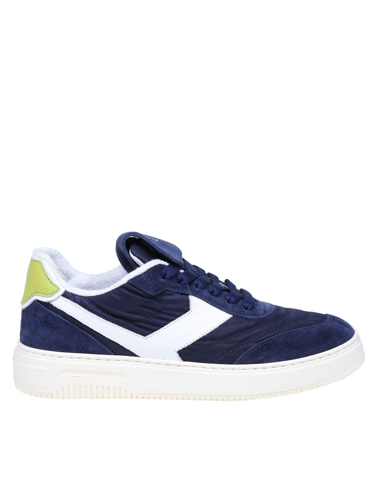 Pantofola D'Oro Sneaker In Suede And Blue Fabric