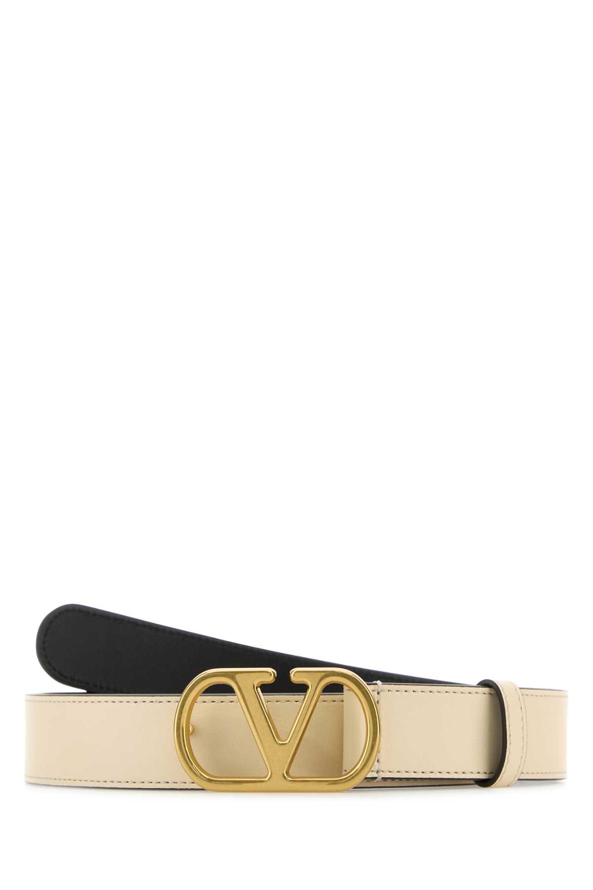 Ivory Leather Vlogo Belt