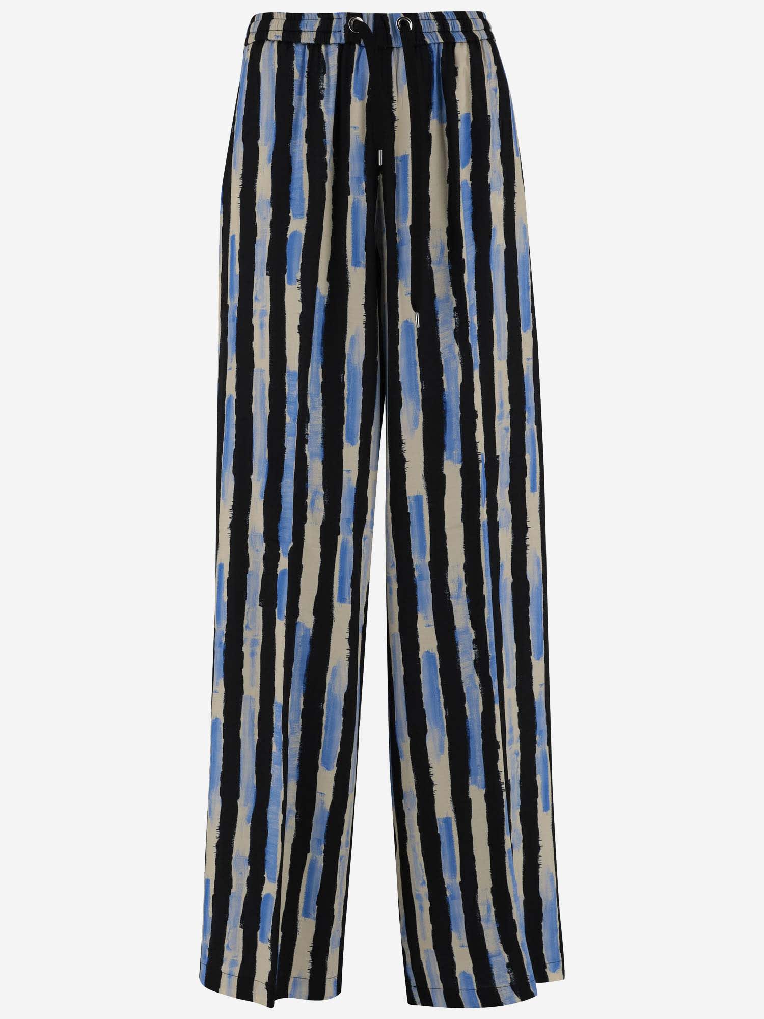 Shop Pinko Viscose Twill Pants With Striped Pattern In Red