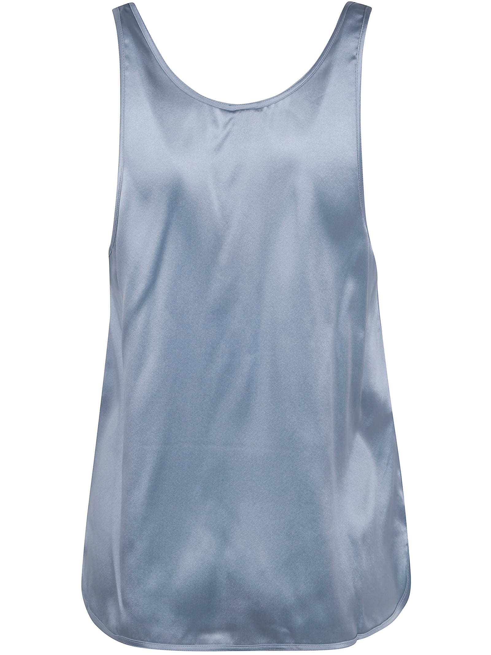 Shop Pinko Crazy Satin Silk Tank Top In Crystal Blue