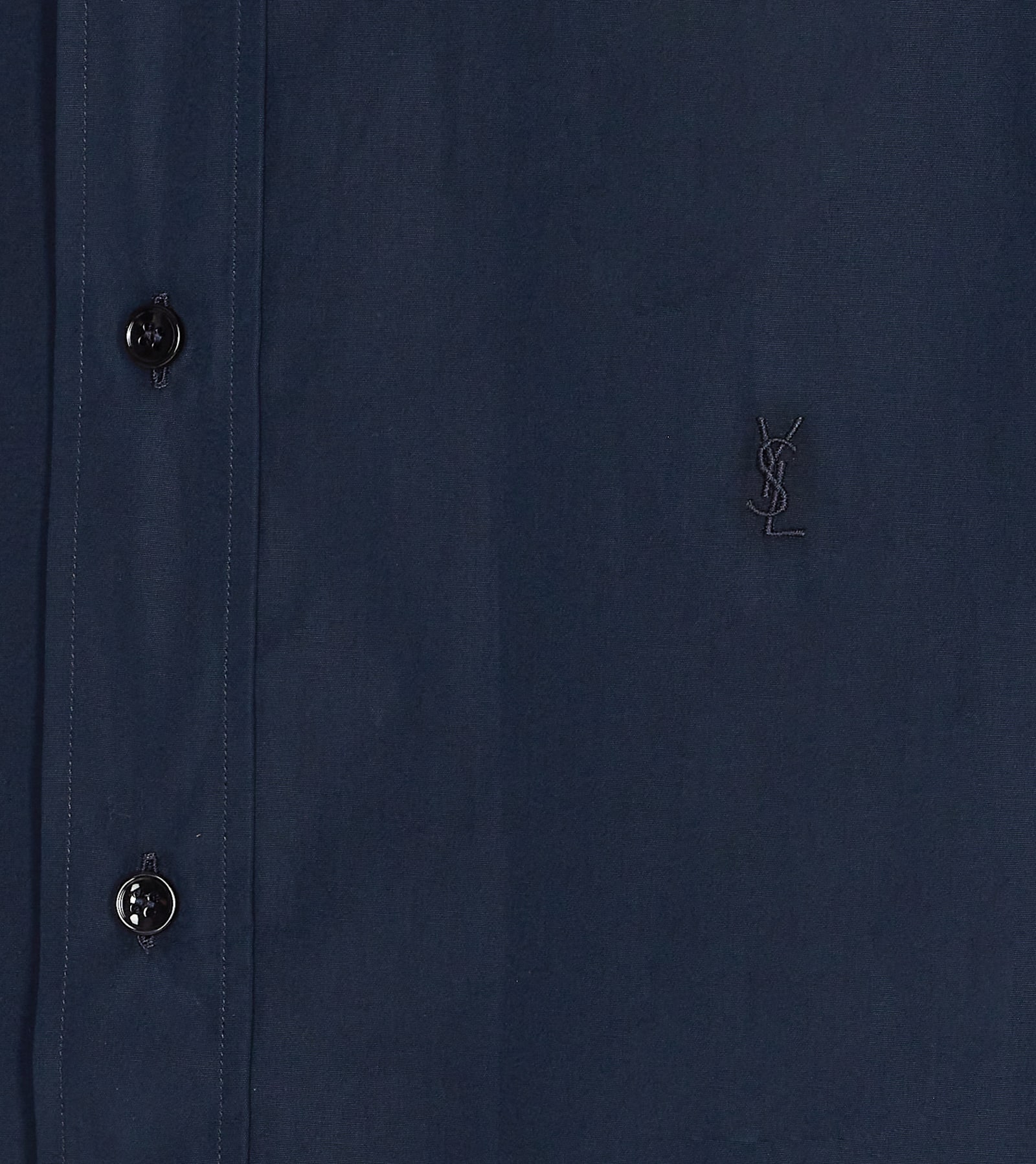 Saint Laurent Long Sleeve Cotton Shirt Featuring Collar In Blue