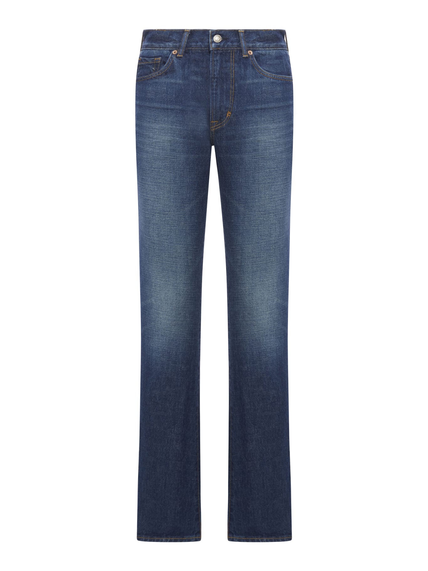 Shop Tom Ford Stone Washed Denim Straight Pants In Mid Blue