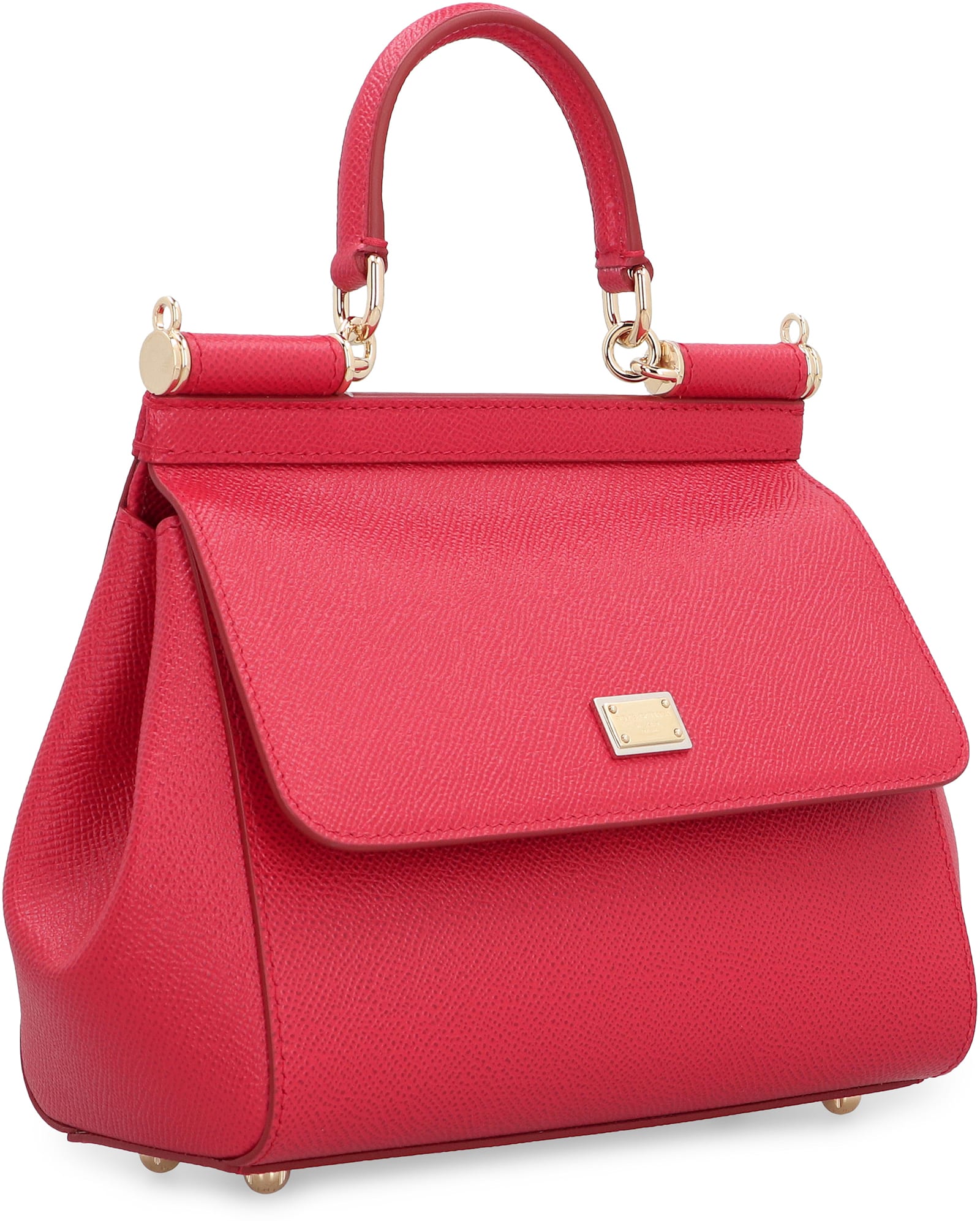 Dolce & Gabbana Sicily Media Leather Handbag In Red