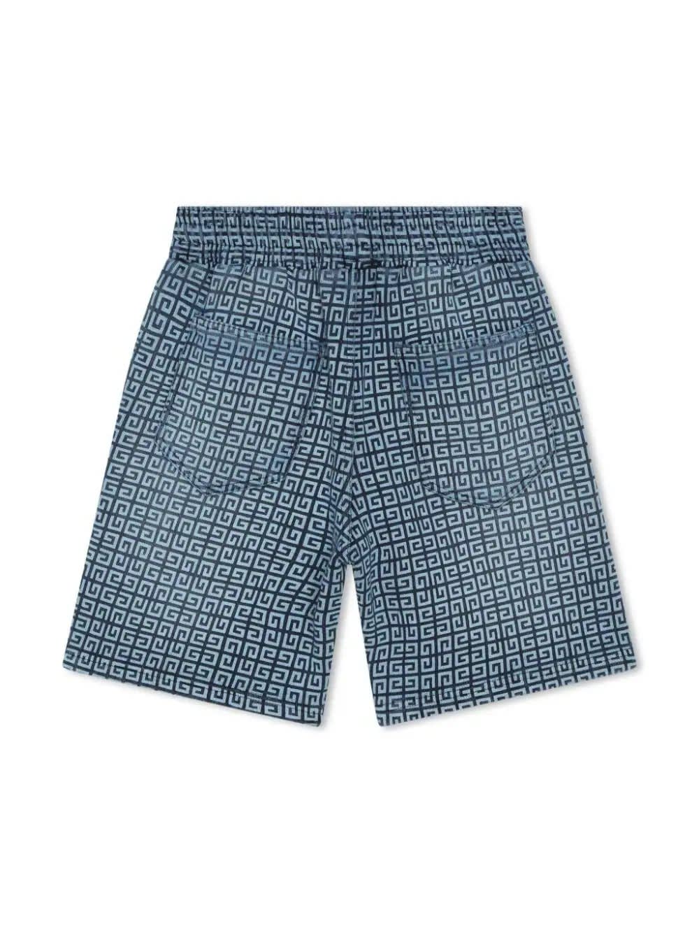 Shop Givenchy Denim Shorts With 4g Print In Blue