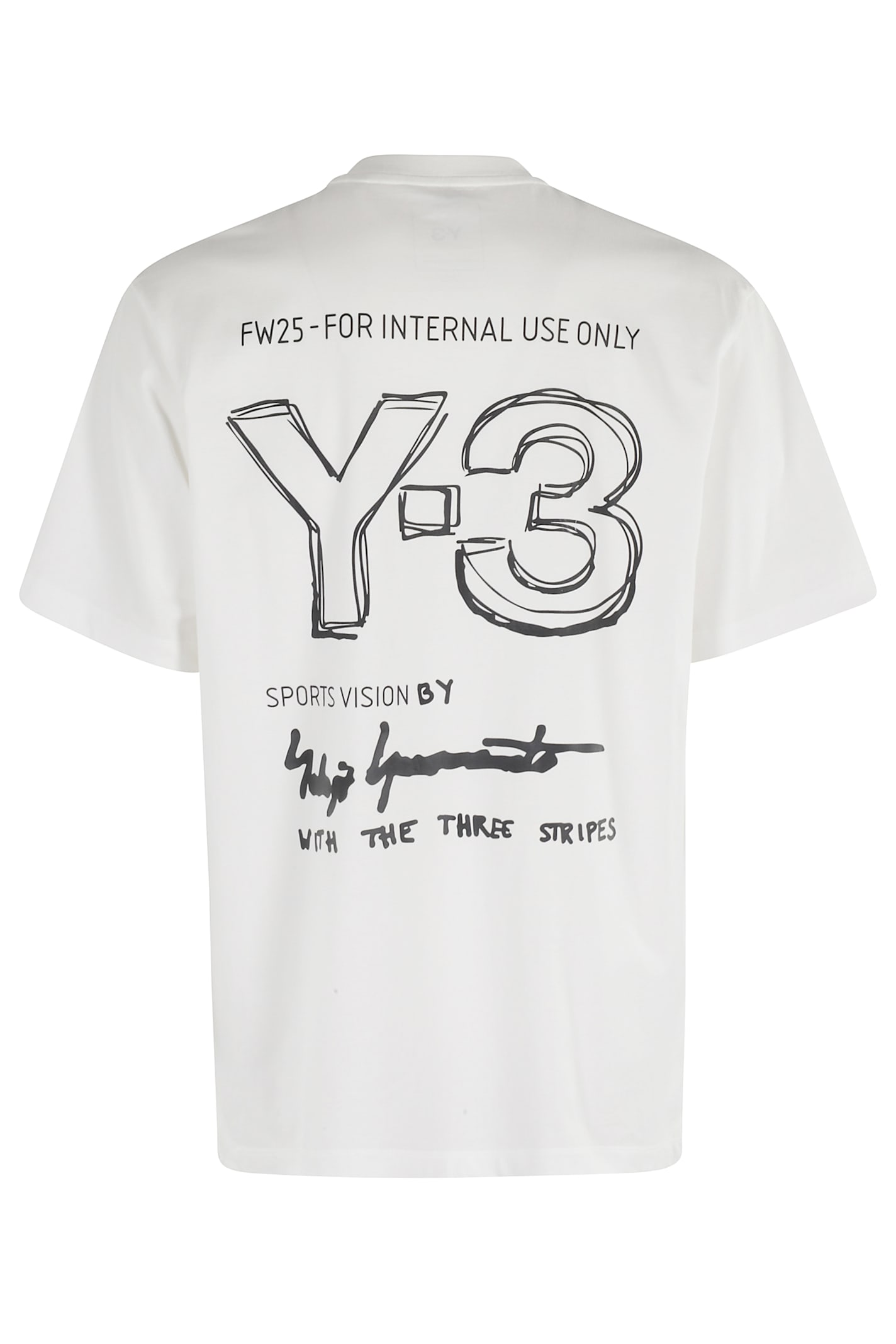 Y-3 Crew Neck Graphic Print T-shirt With Relaxed Fit In White