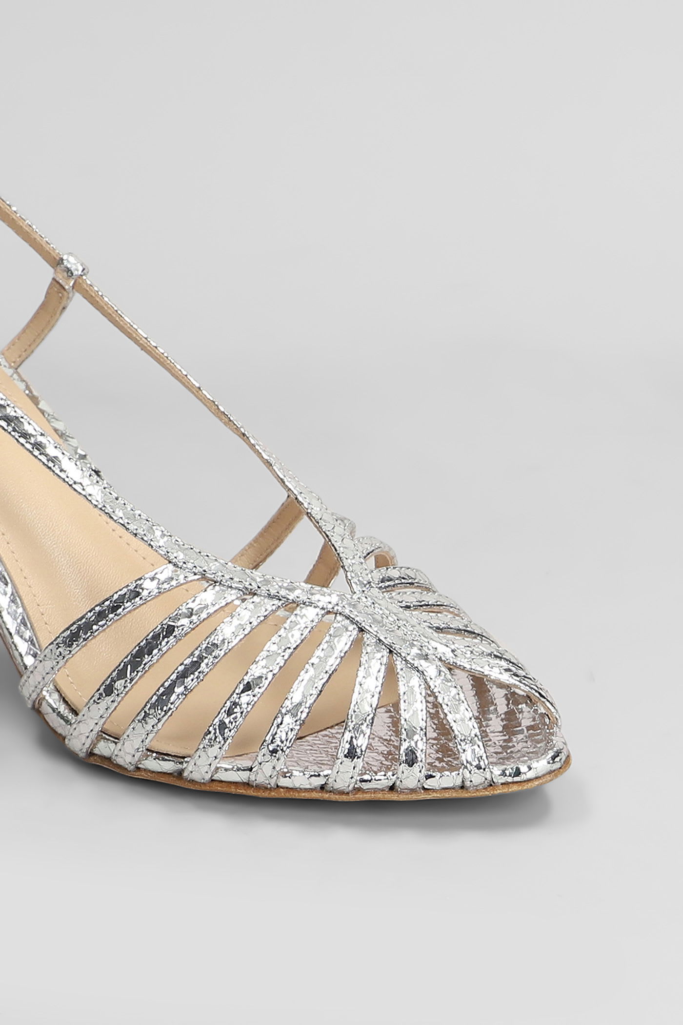 Lola Cruz Diana 65 Sandals In Silver Leather In Silver