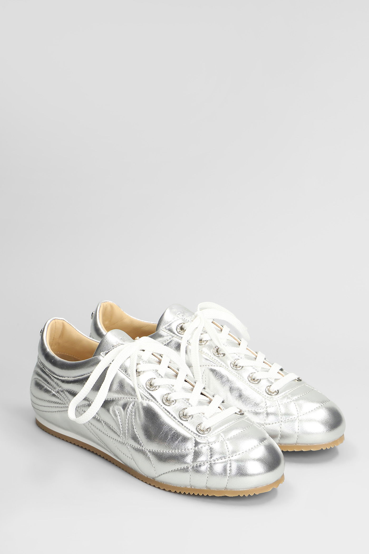Mach &amp; Mach Sneakers In Silver Leather In Metallic
