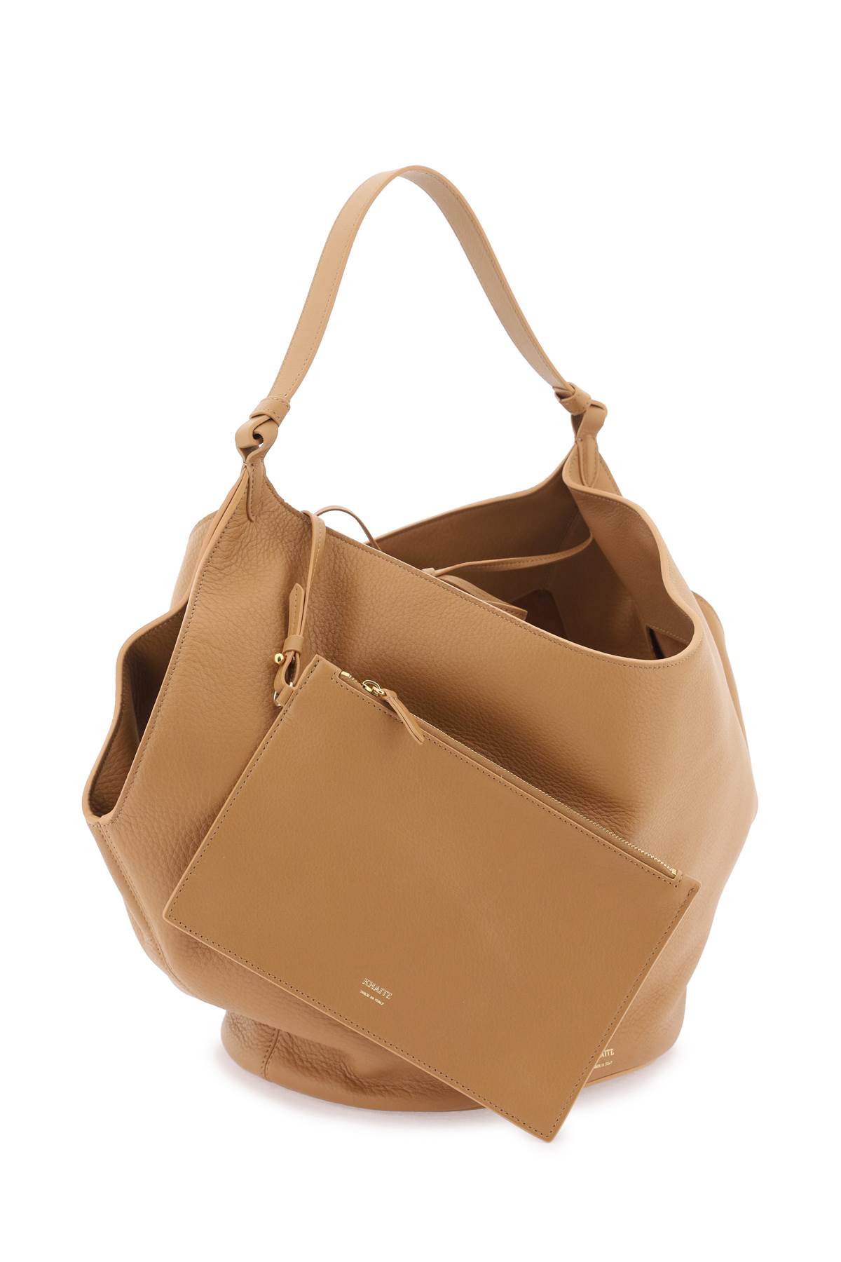 Shop Khaite Lotus Medium Bag In Nougat (brown)