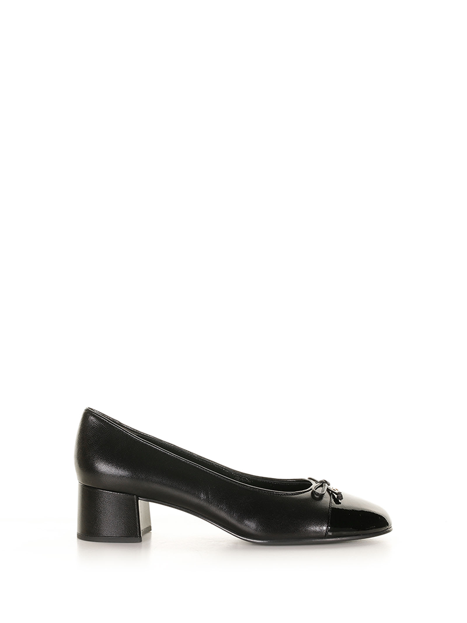 TORY BURCH BLACK LEATHER PUMP WITH BOW