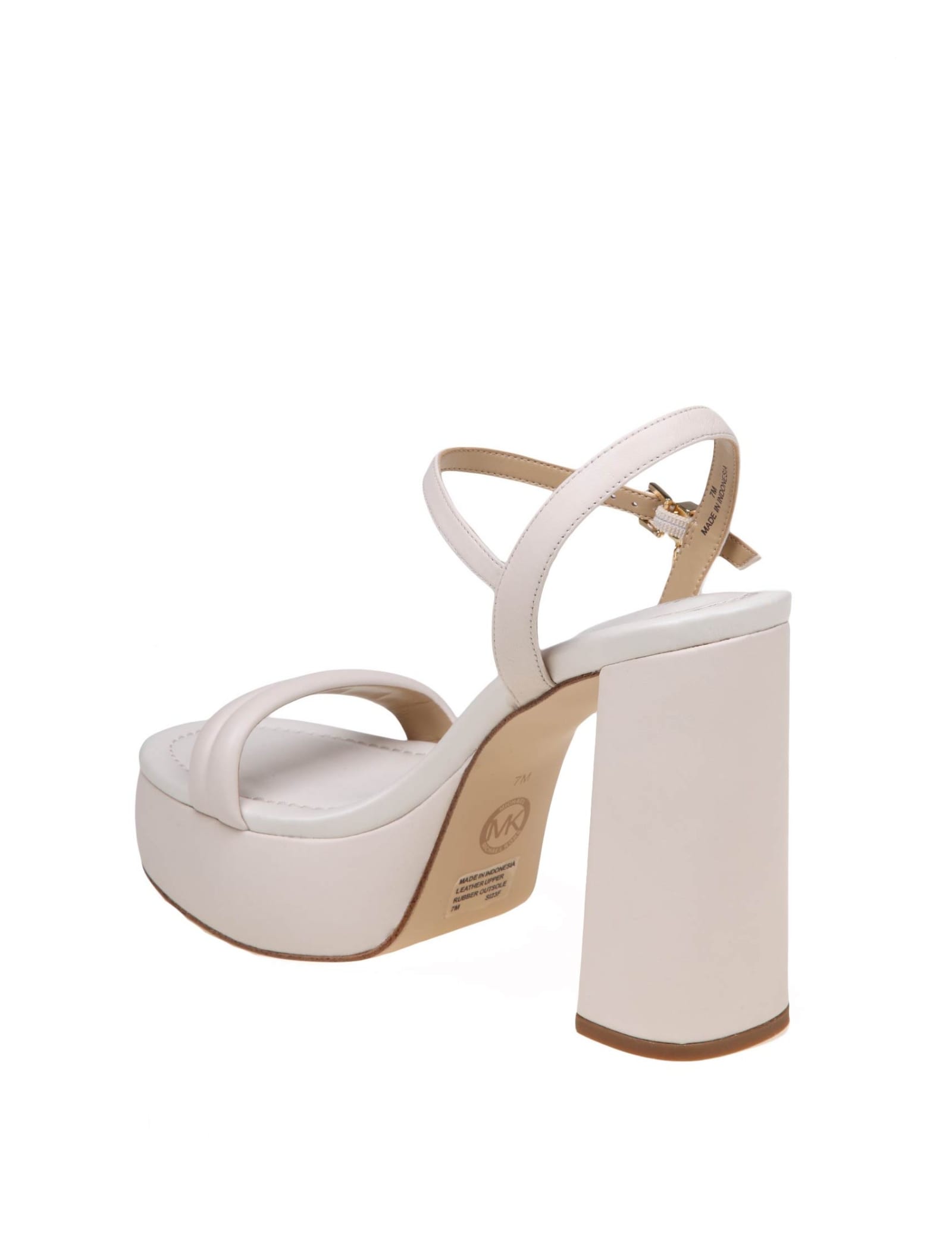 Shop Michael Kors Laci Platform Sandal In Cream Color Leather In Light Cream