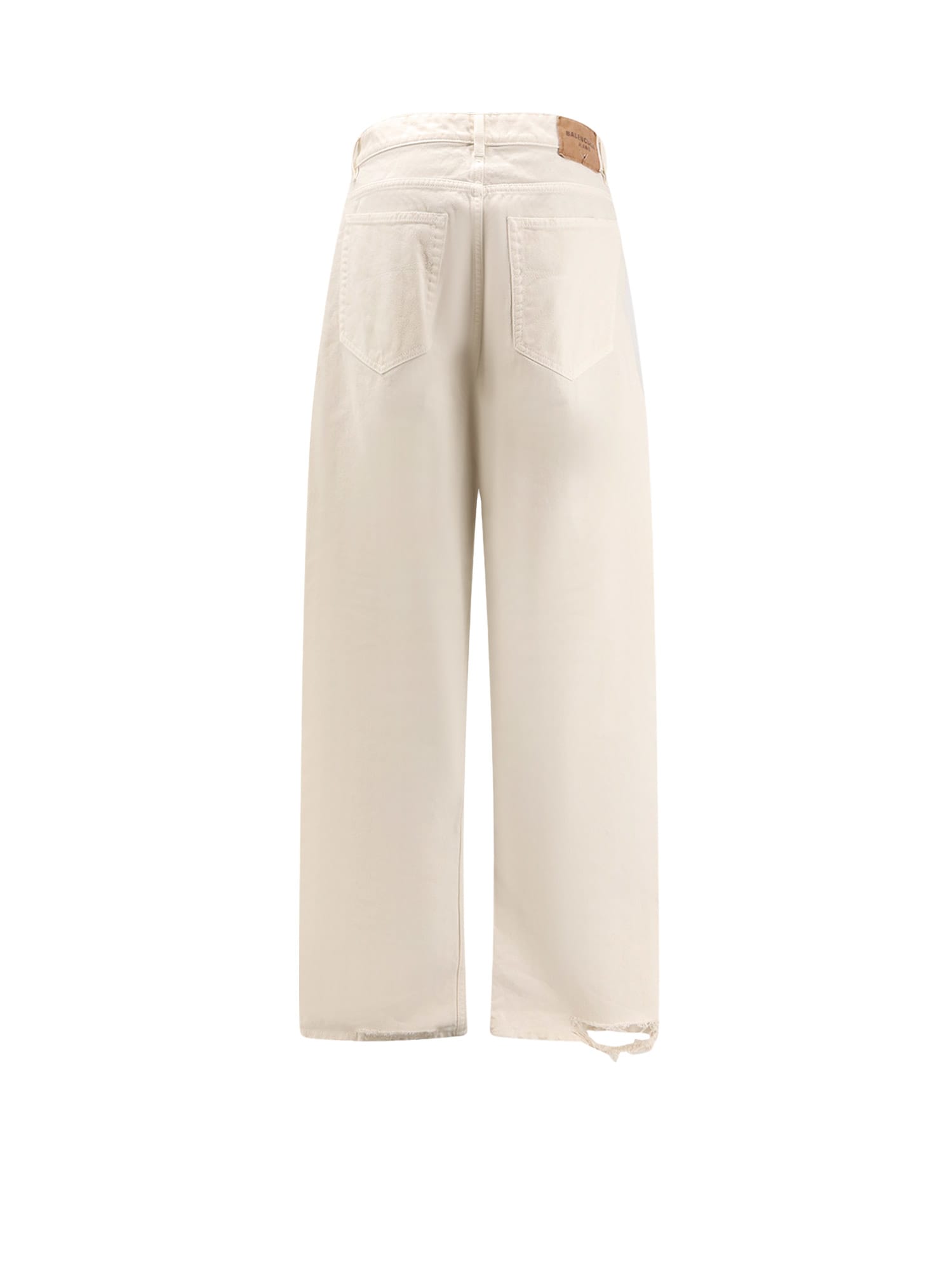 Balenciaga Vintage Wrinkled Cotton Denim Jeans In Neutral