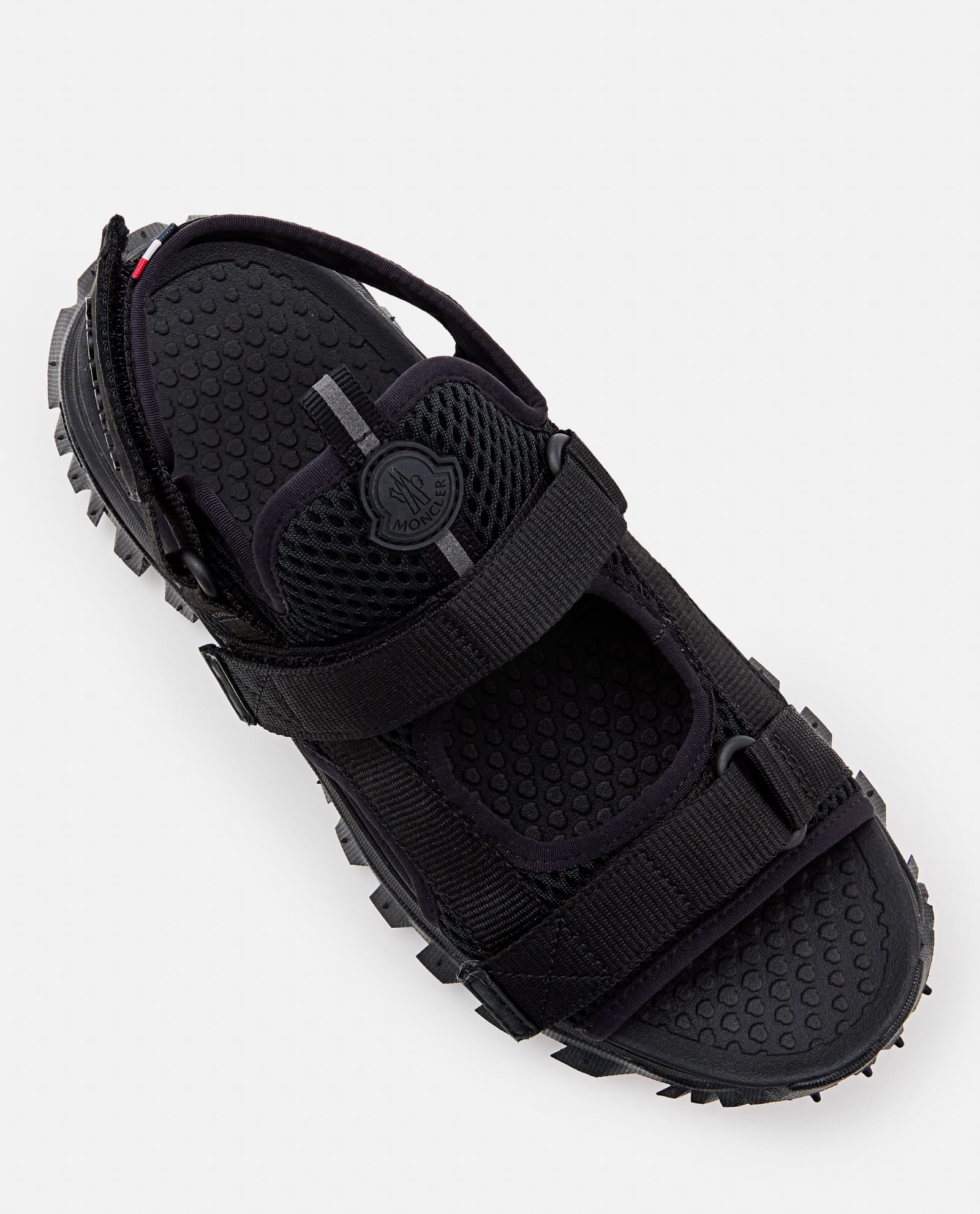 Shop Moncler Black Nylon Trailgrip Vela Sandals